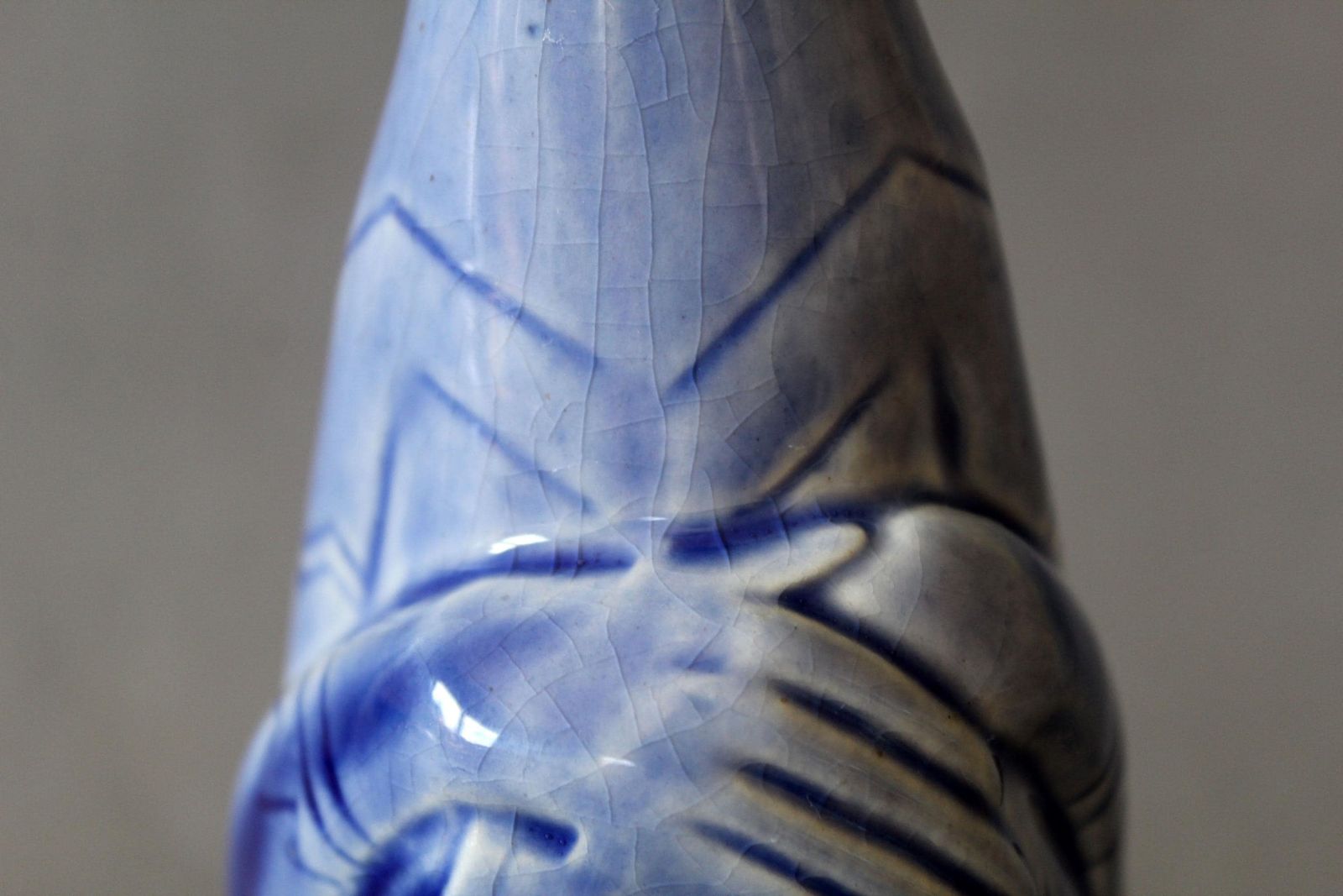 Antique Art Deco German Blue Ceramic Monkey Decanter, Comical, Schafer Style, Figural, Handpainted, Missing Cork Stopper, Some Crazing photo 111.0