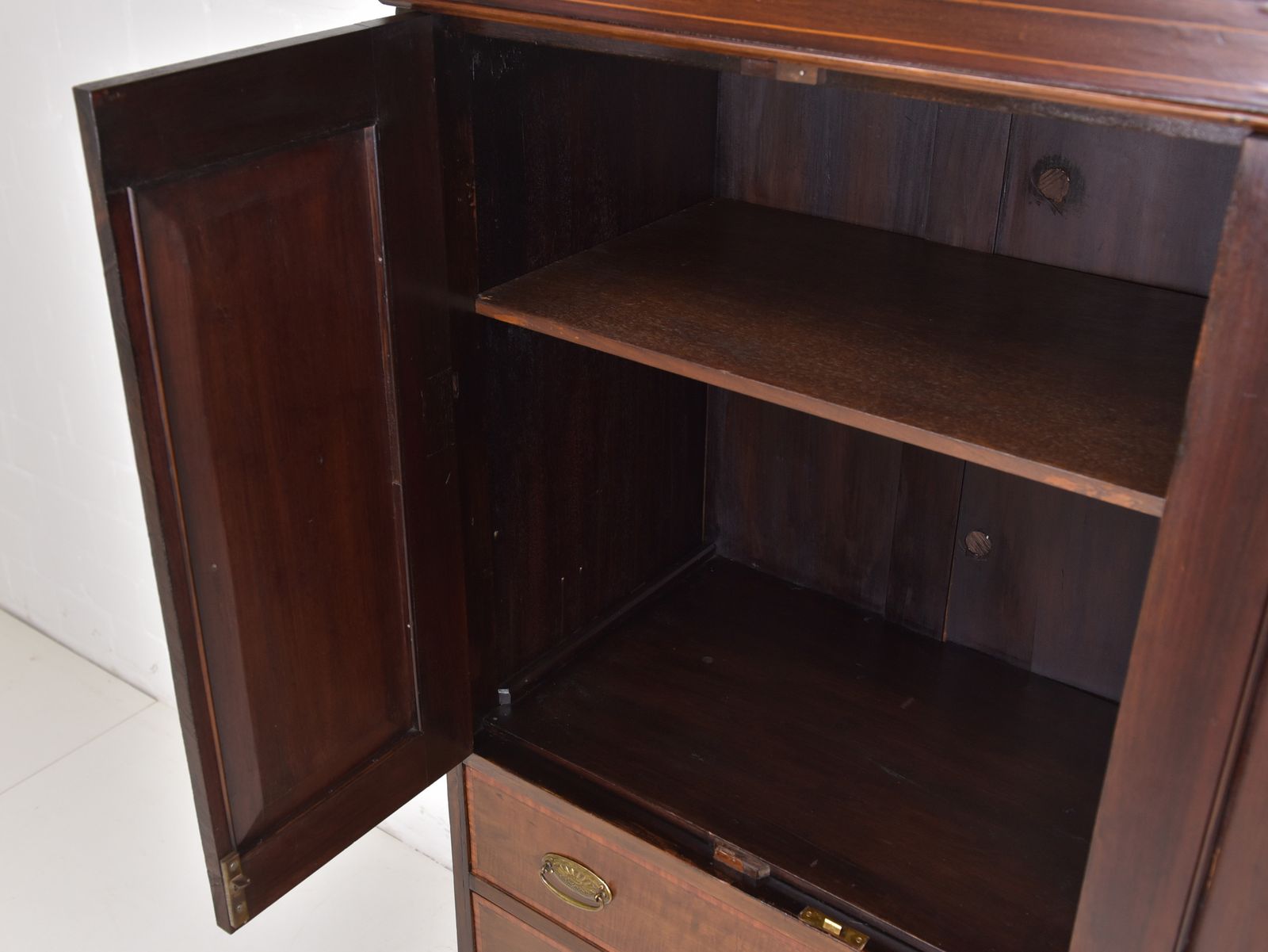Antique! Narrow Mahogany Cabinet, Restored, England, Circa 1900. Small Vertiko. photo Furniture