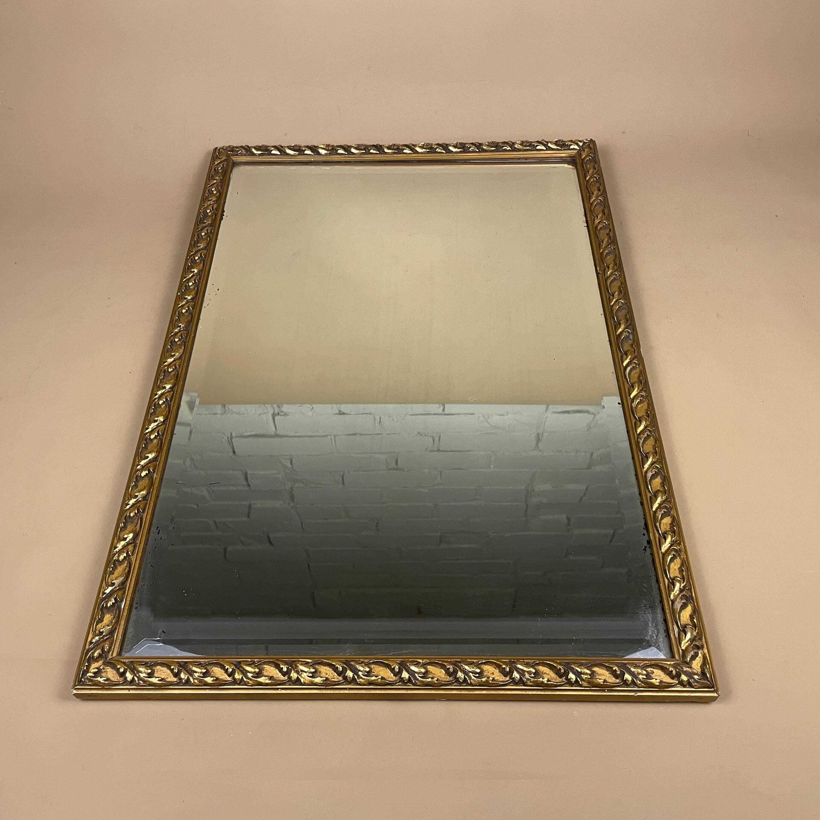 Ornate Wooden Wall Mirror Gold Wood Frame Bevelled Glass Rectangle Portrait Patterned Edge Bedroom Hallway Decorative Antique Style