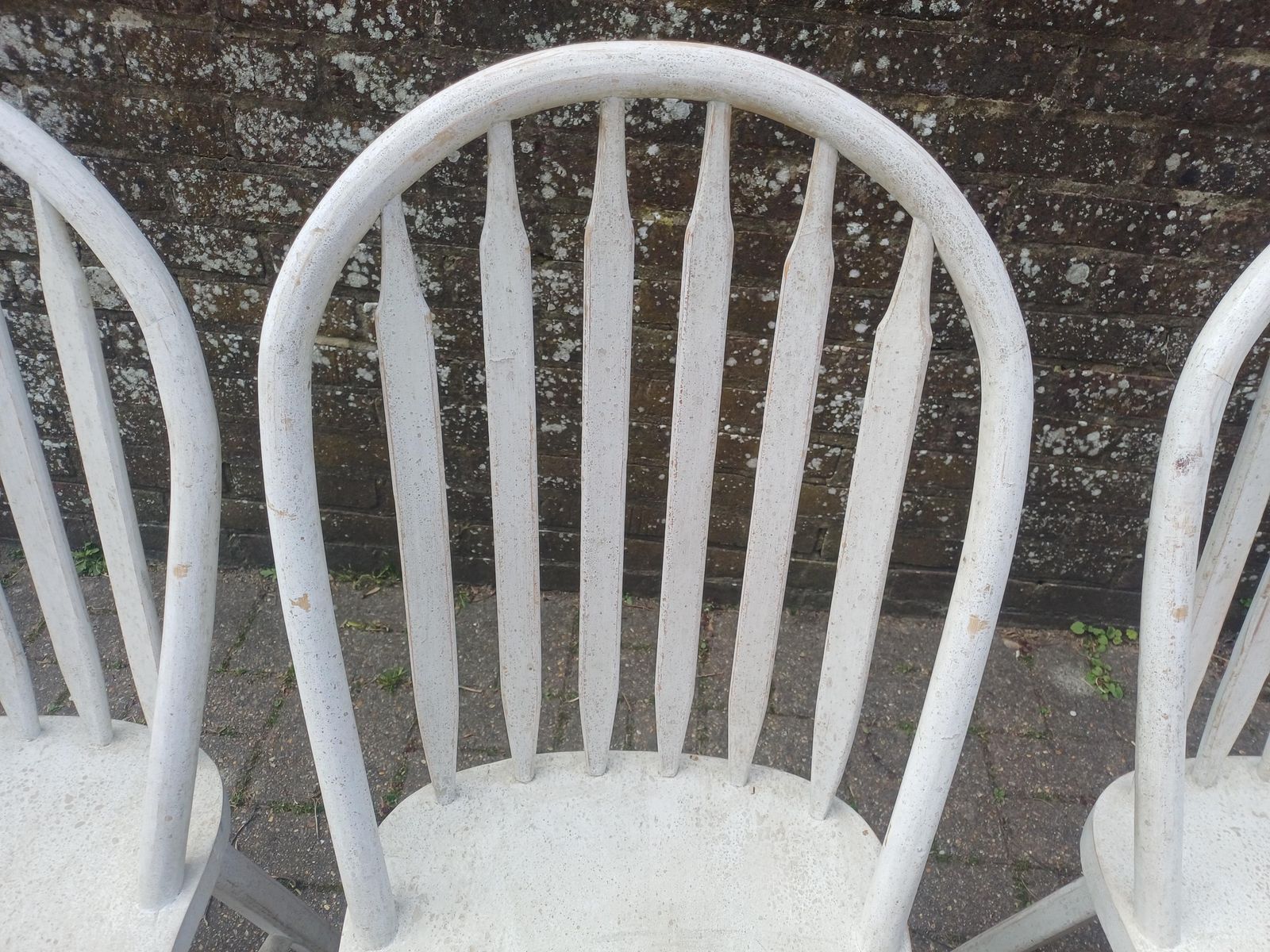 595.0 High Quality Loaf Painted Dining Chairs Set Of Four White Shabby Chic Solid Wood Handmade Heavy Vintage Style Free Hand Delivery photo