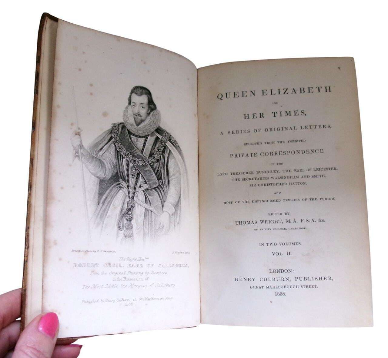 Home Decor 1838 Elizabethan History: Queen Elizabeth And Her Times, Series Of Letters, Half Leather, Georgian photo
