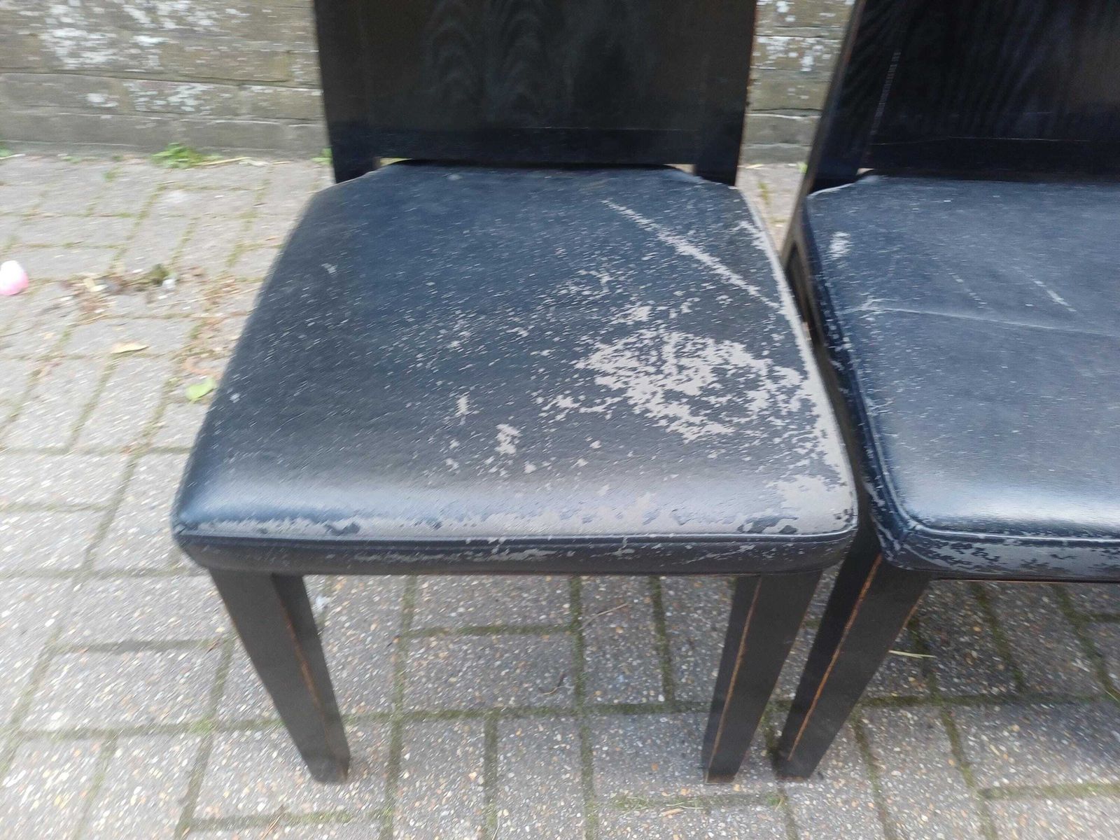 Classic Set Of 8 Lombok Black Dining Chairs 1980s Oriental Style Hardwood Vintage Distressed Finish Free Hand Delivery photo buy