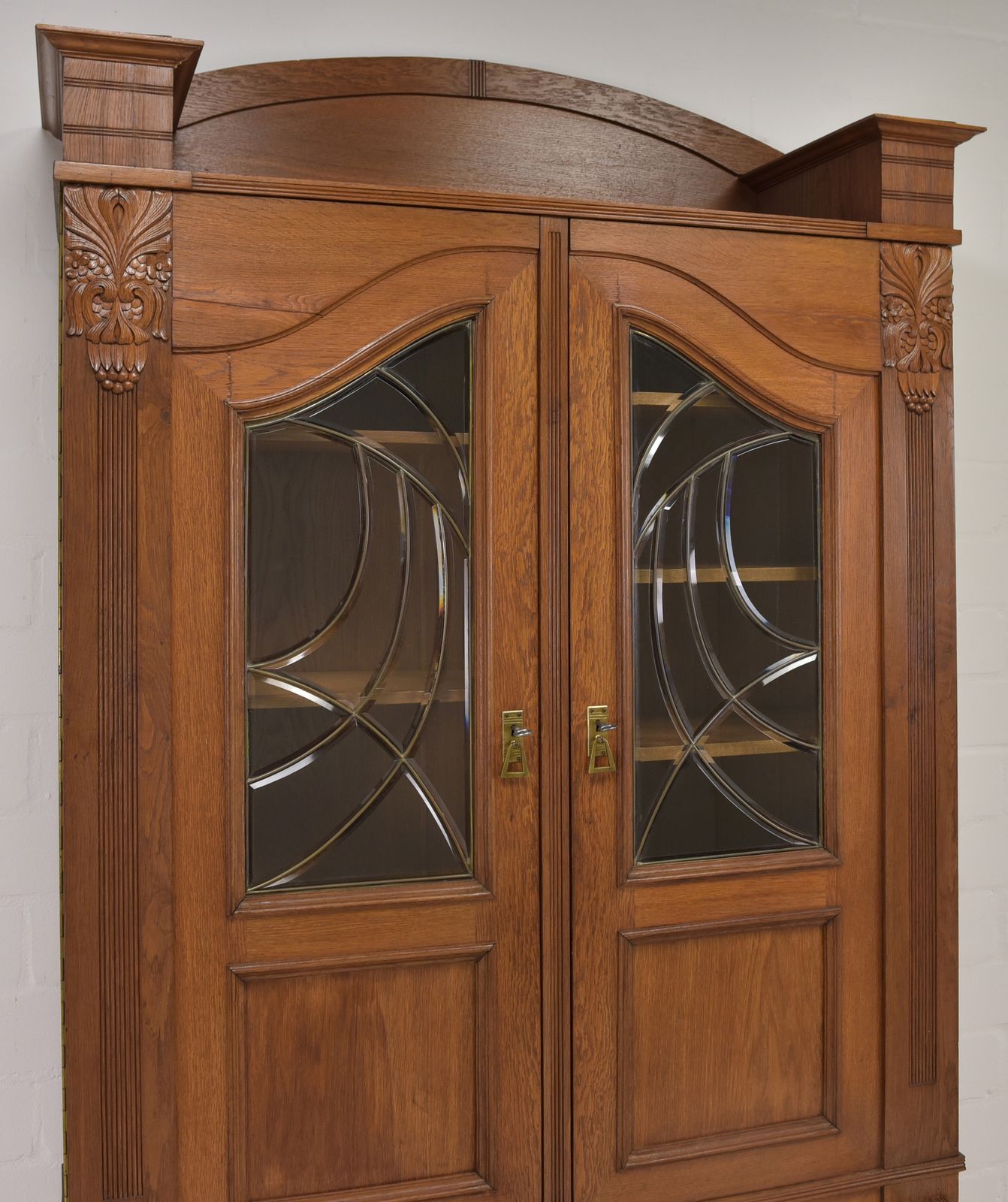 Antique! Restored Art Nouveau Oak Bookcase With Storage Bench. Library Cabinet photo vintage