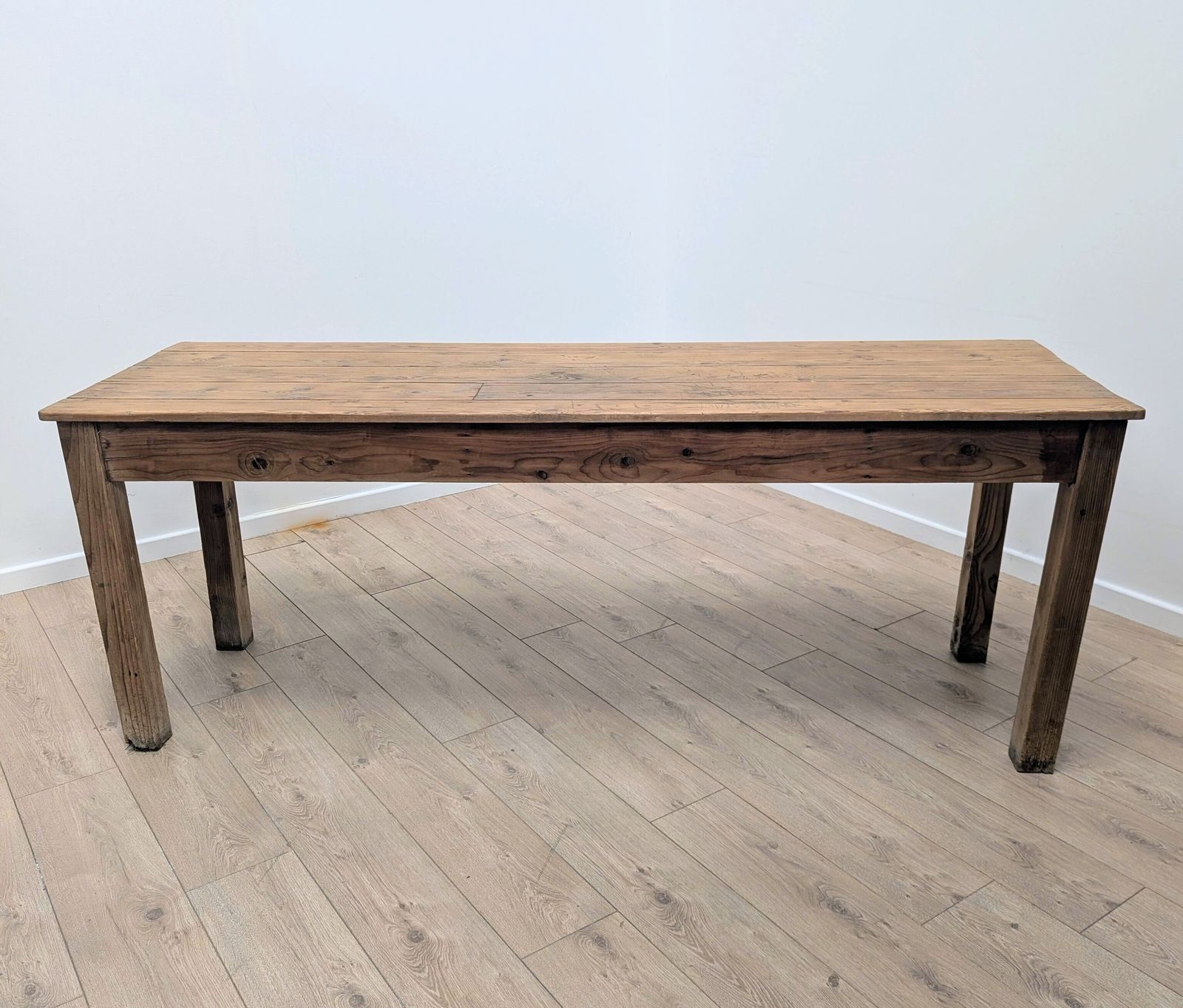 Vintage Rustic Pine Refectory Table 5 Plank Top Delivery Available 0295