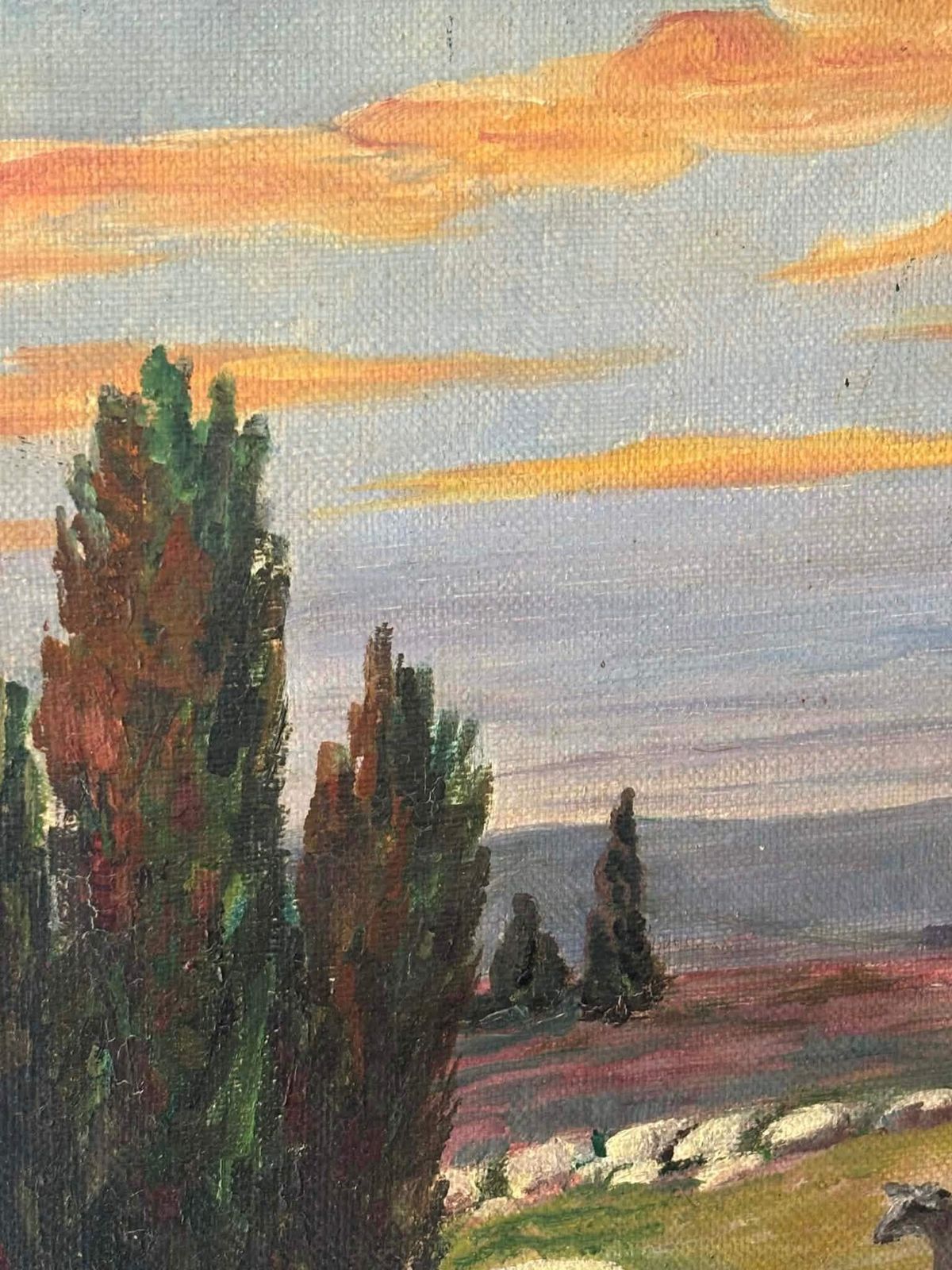 Original Oil Painting Shepherd Scene, Impressionist Landscape, Signed Dutch Antique Farm Art photo buy