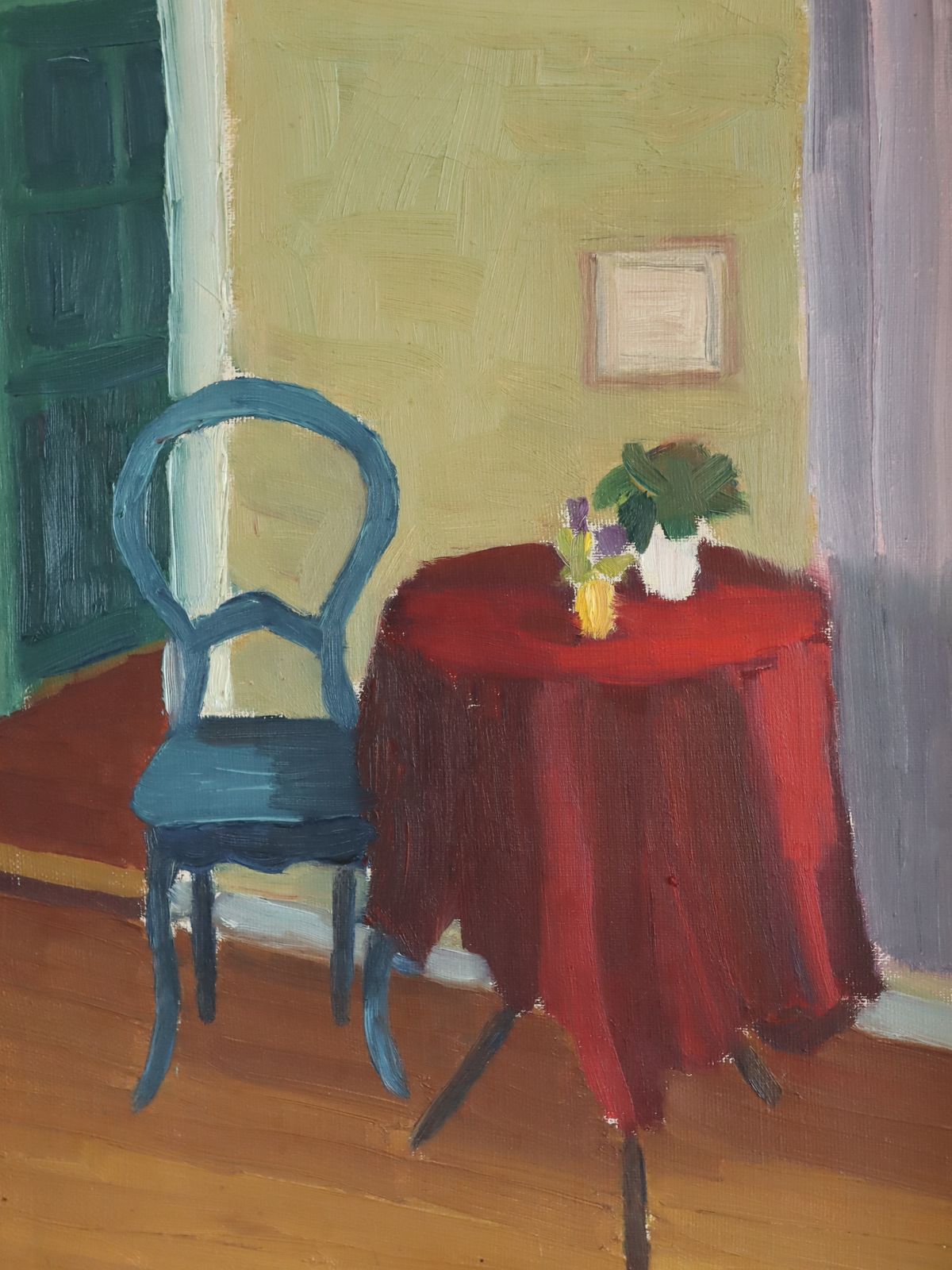 The Red Table In Oil Onto Canvas photo vintage
