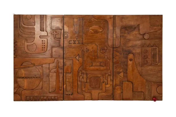 Victory Of Segonzac. Carved Wooden Triptych Panel. Contemporary. photo furniture