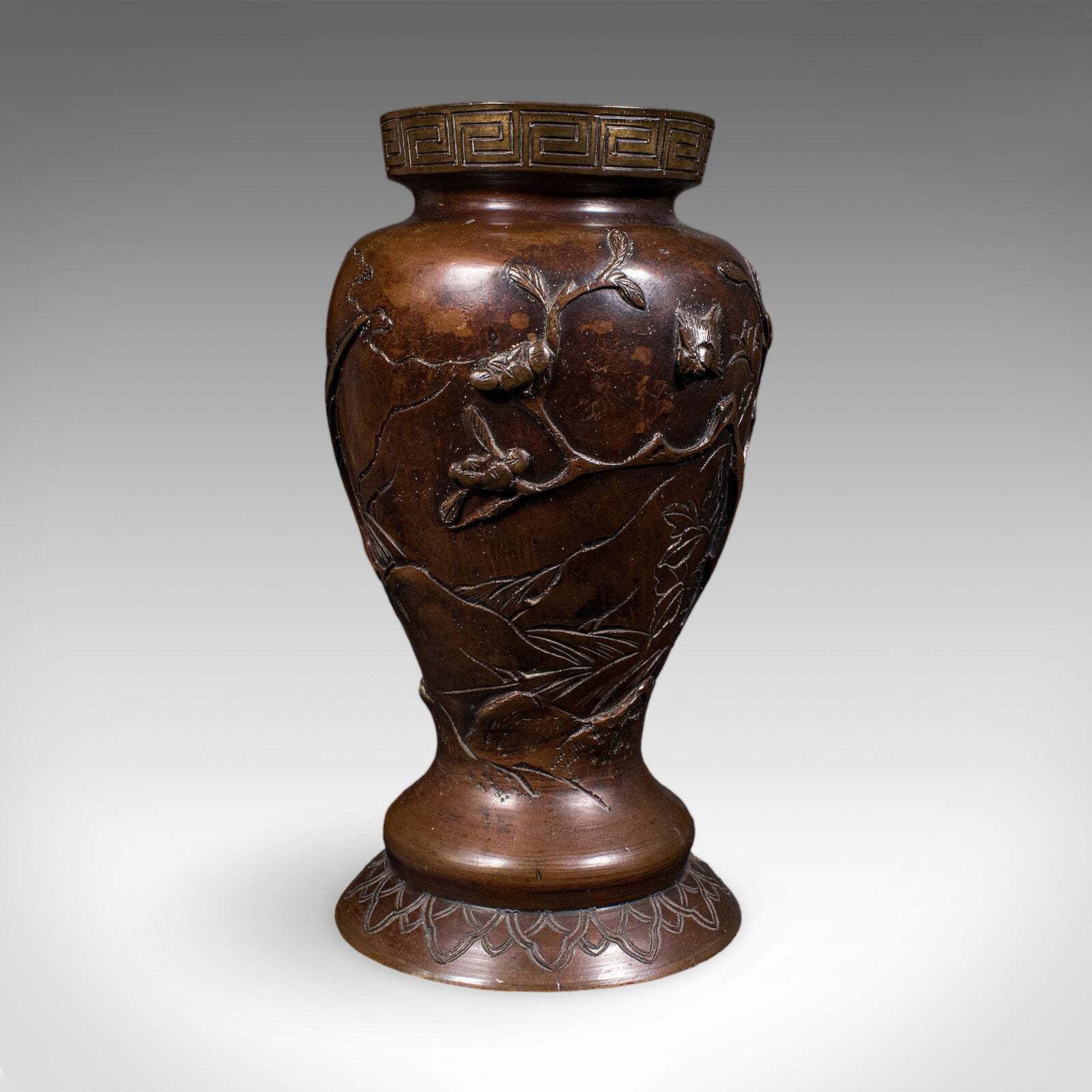 Pair Of Antique Decorative Meiji Vases, Japanese, Bronze, Bouquet Pot, Victorian photo vintage