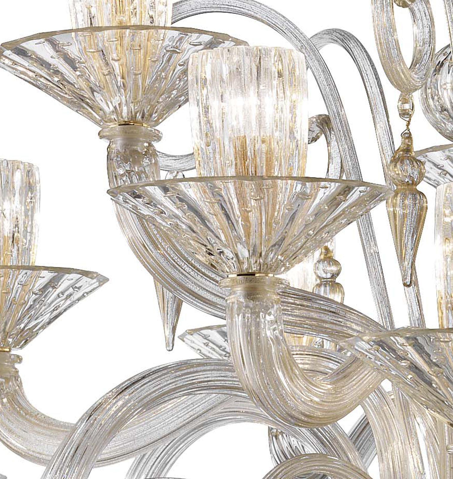 Huge Imperial Trasparent And Gold "Rigadin" Murano Glass Chandelier photo 17181.0
