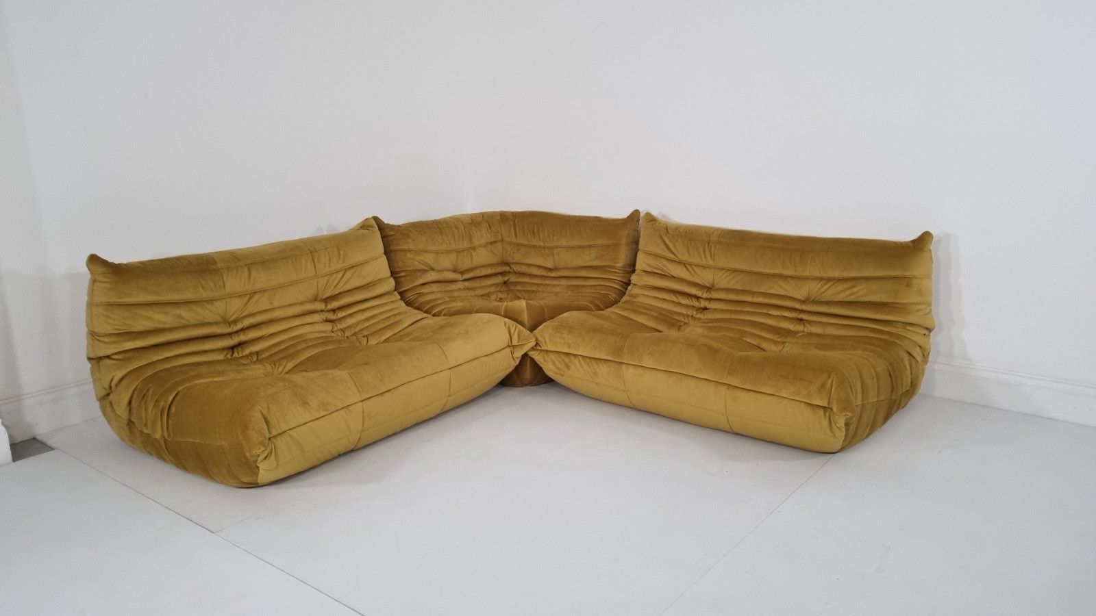 Ligne Roset Togo 2 X 2 Seater And Corner In Bronze Gold Velvet photo furniture