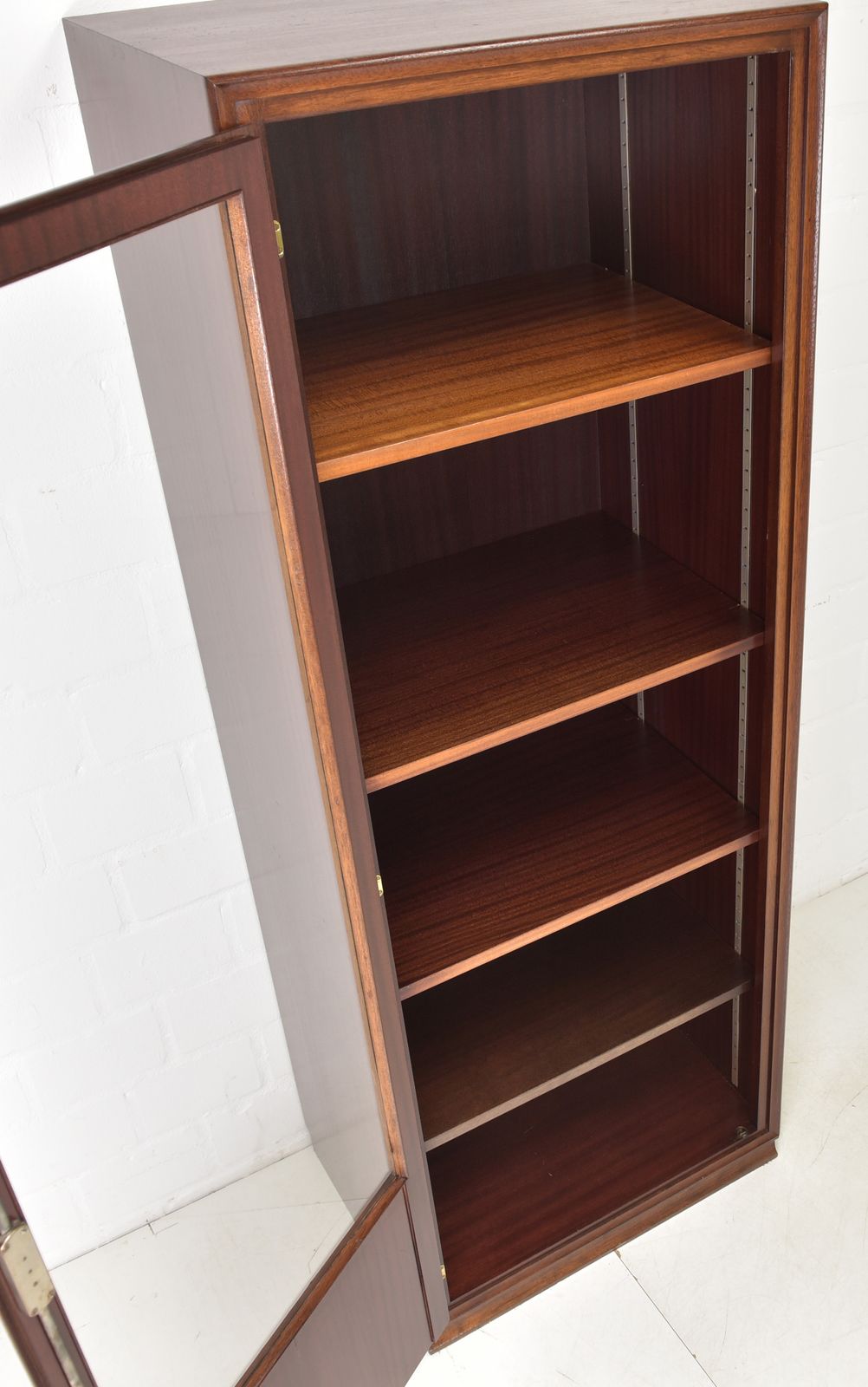 Narrow Mahogany Display Cabinet, Mid Century Art Deco, Circa 1955, Filing Cabinet On The Left, 1 Of 2 photo 825.0