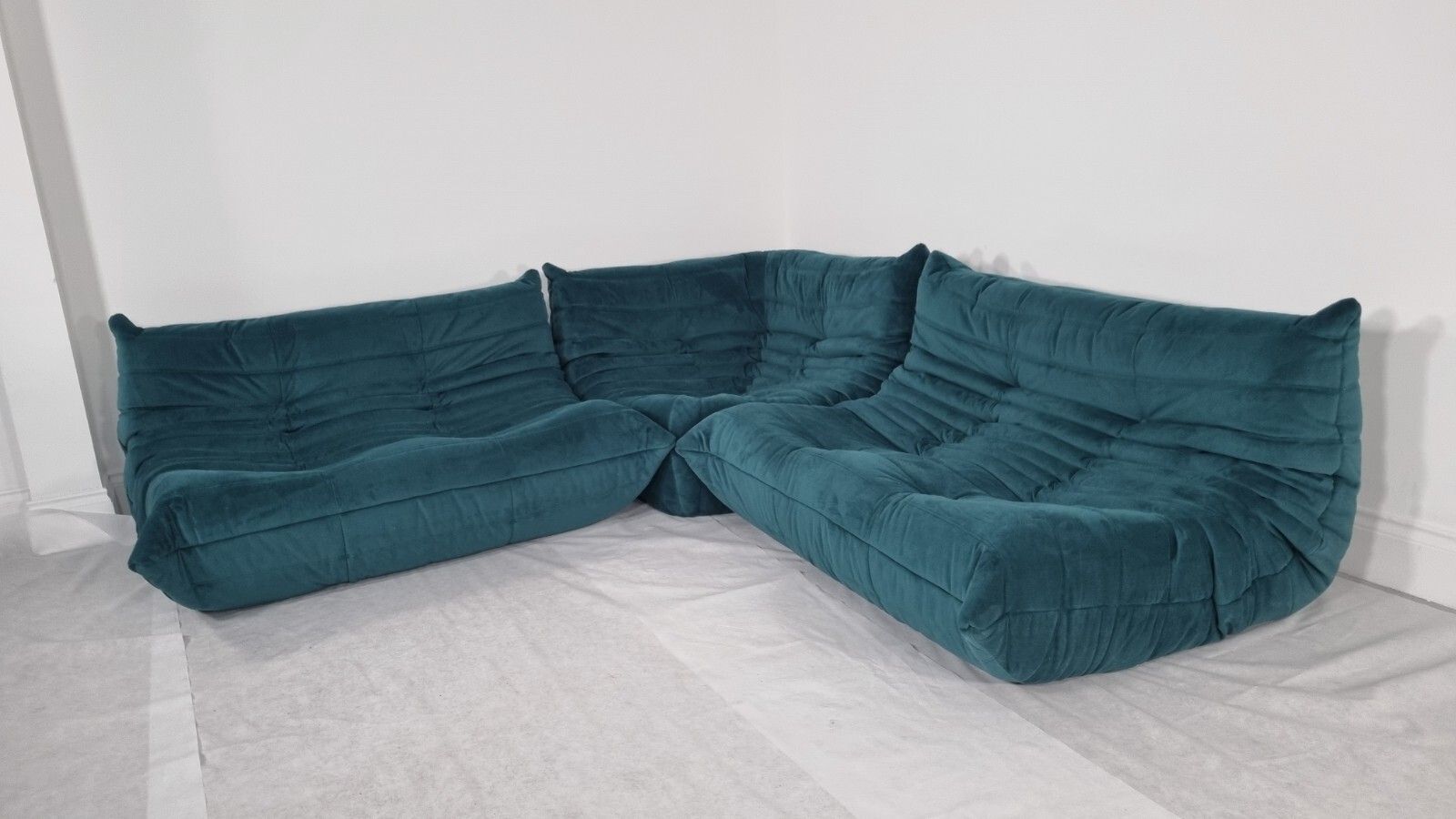 Ligne Roset Togo Suite Of 2 X 2 Seater And Corner In Teal Velvet Sublime Conditi photo Furniture