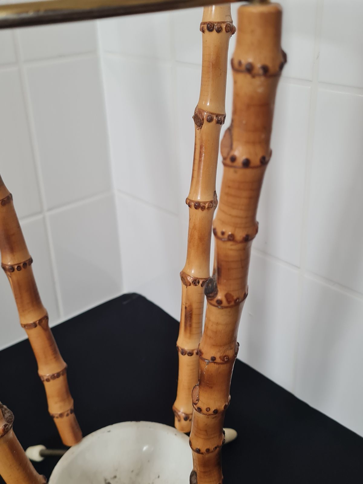Mid Century Umbrella Shaped Bamboo & Steel, Umbrella Stand photo Home Decor