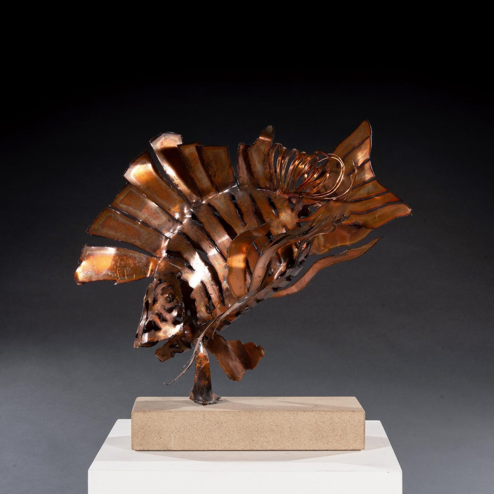 Contemporary Modern Art Copper Lionfish Sculpture By Tony Evans photo for sale