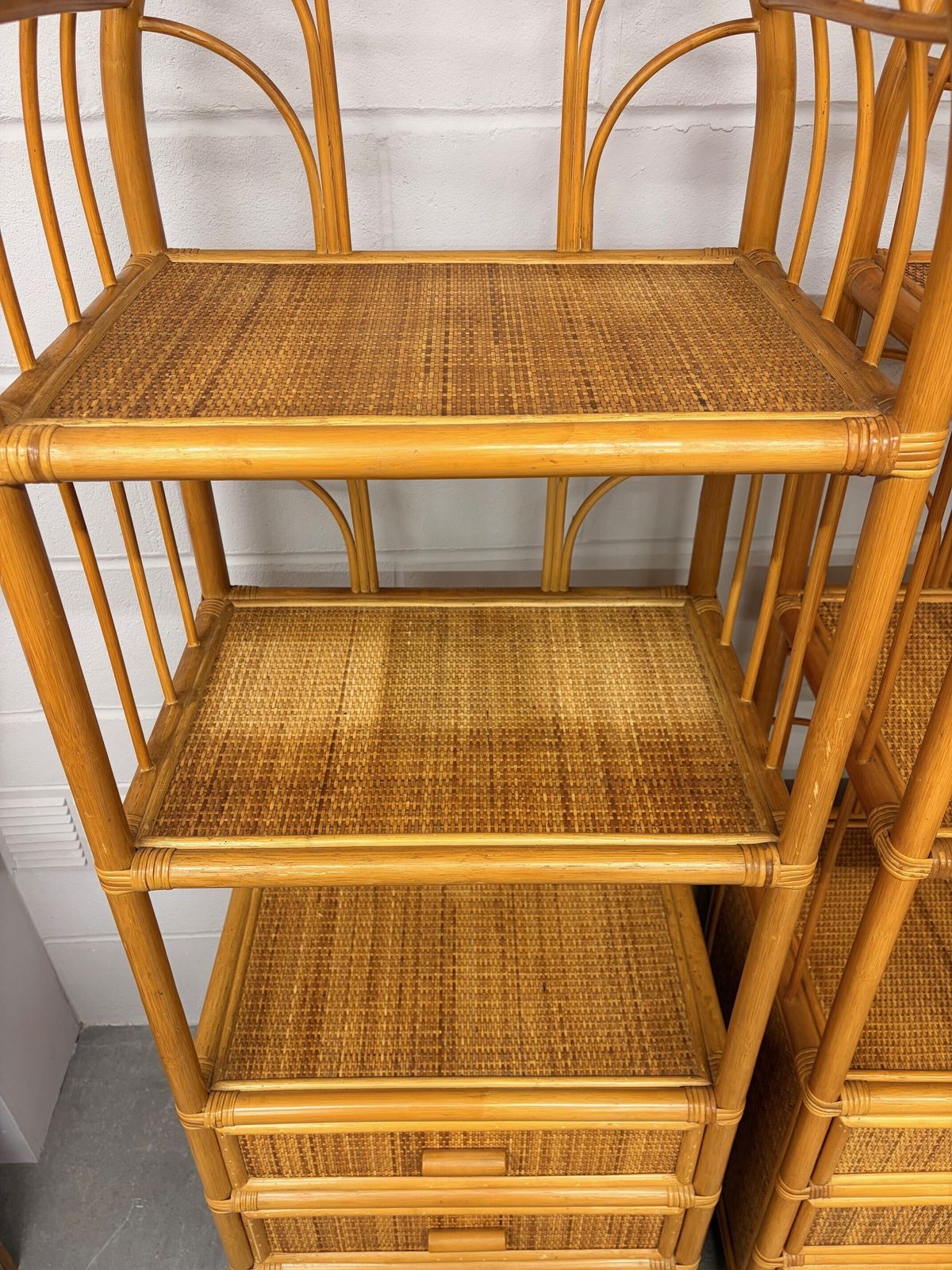 photo furniture Pair Of 1970s Bamboo Shelving Units With Drawers