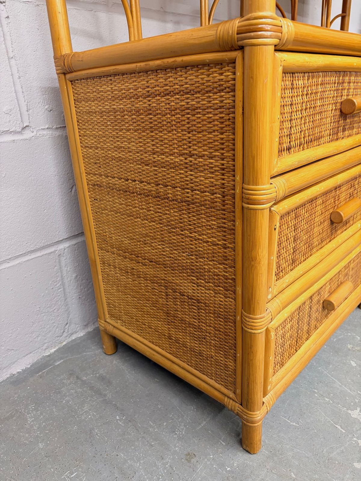 Furniture Pair Of 1970s Bamboo Shelving Units With Drawers photo