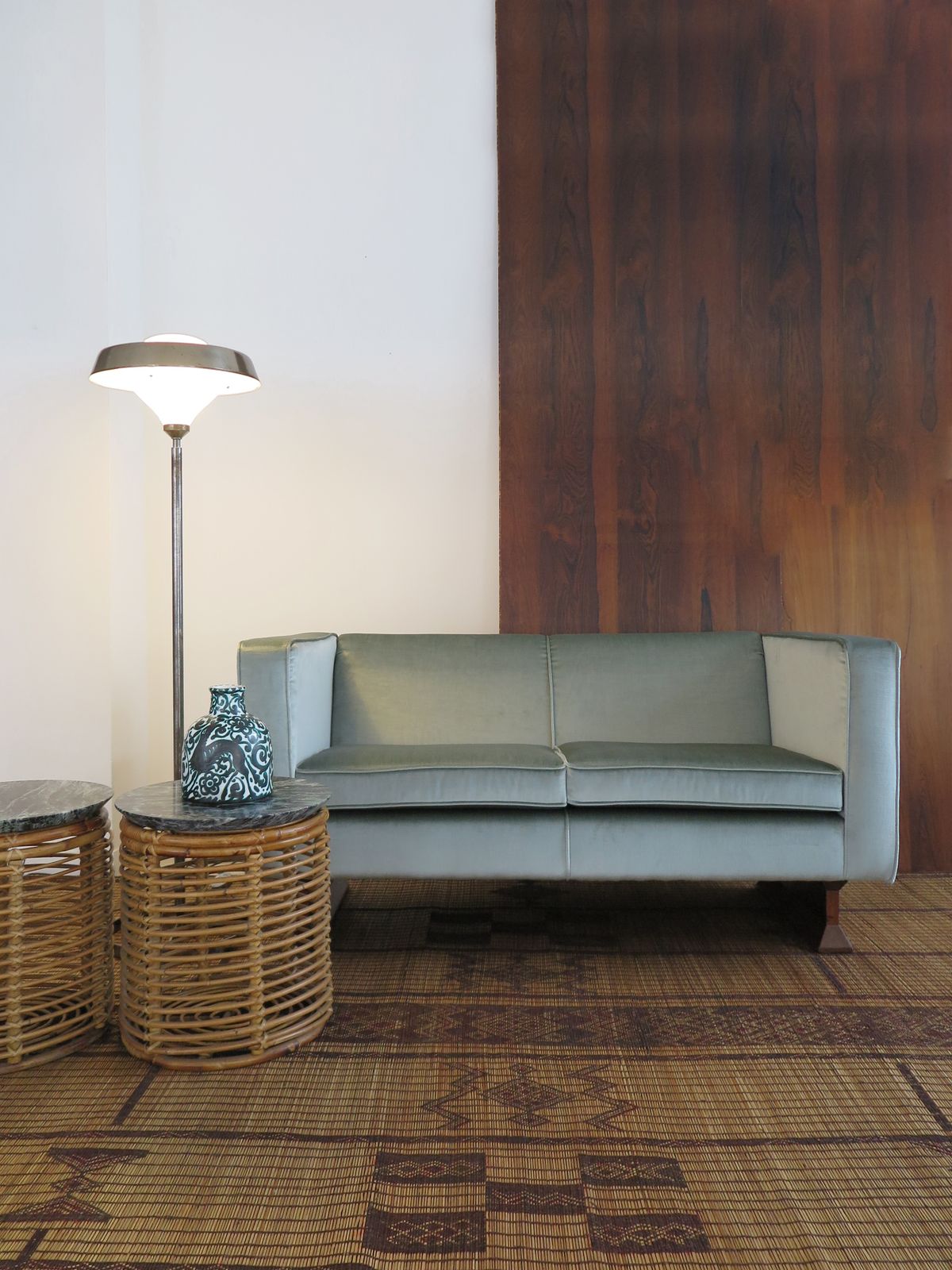 Franco Albini For Poggi Midcentury Velvet Two Seat Sofa, Italy 1960s photo Furniture