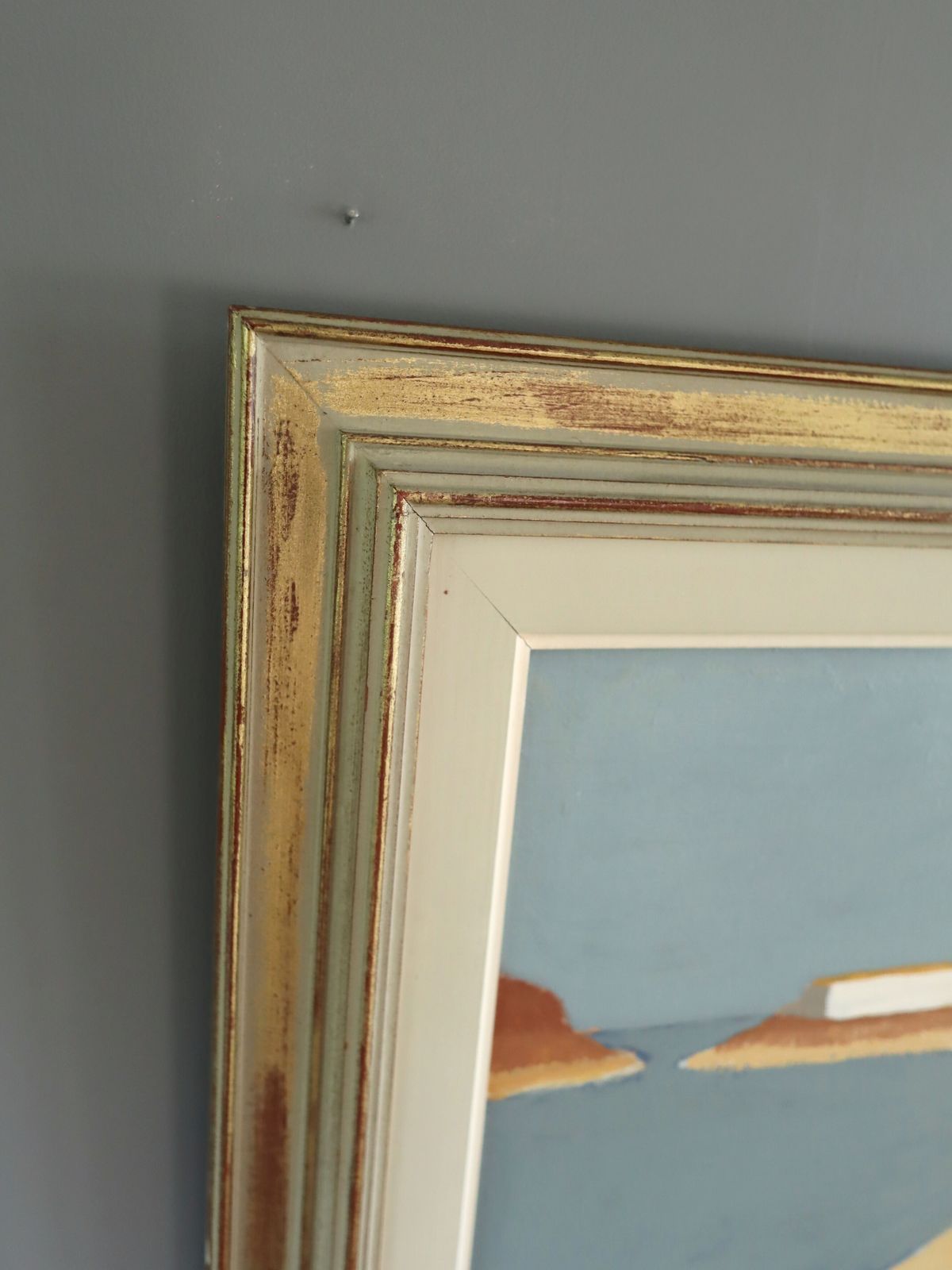 Quiet Mooring  Oil Painting, 1950s photo vinterior