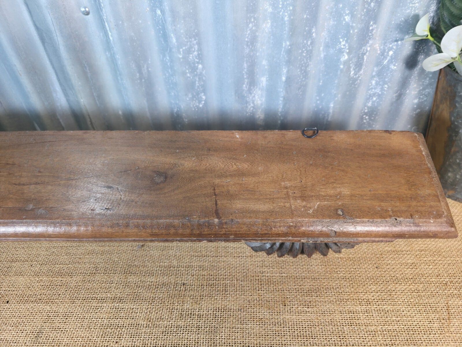 Vintage Indian Reclaimed Architectural Carved Wooden Wall Shelf photo buy