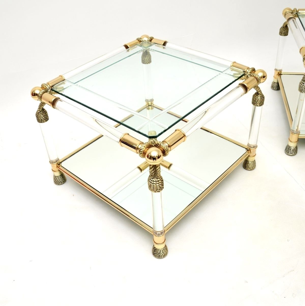 Pair Of Vintage Spanish Acrylic And Glass Side Tables By Curvasa photo 904.0