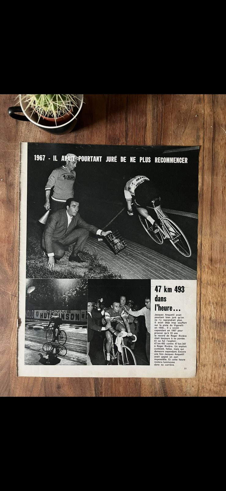 Vintage Cycling Poster 1966 Track / Pista Jacques Anquetil