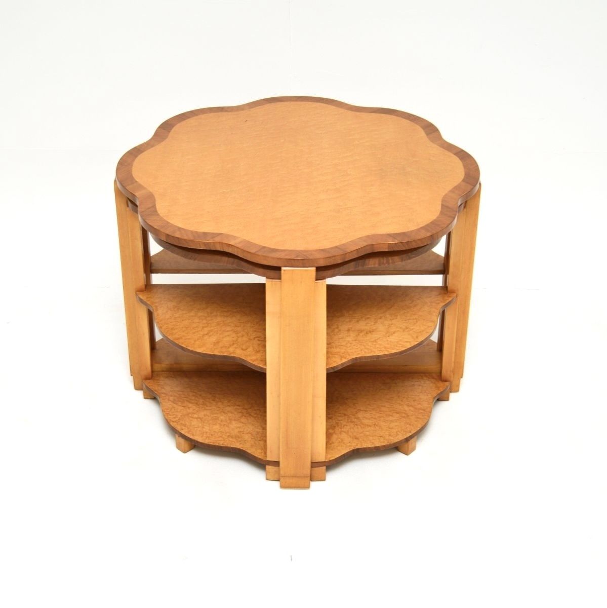 Art Deco Birds Eye Maple Nesting Coffee Table photo for sale