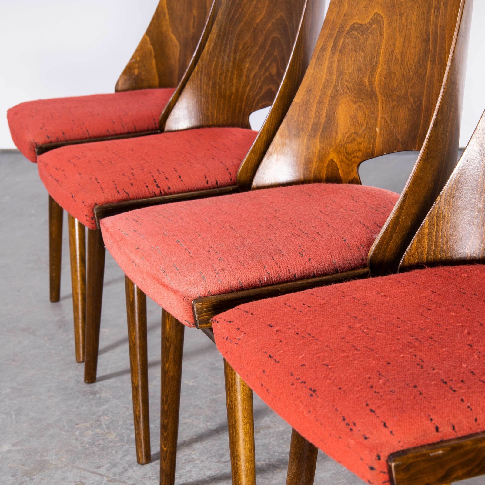 1950’s Upholstered Thon Warm Oak Dining Chairs By Radomir Hoffman – Set Of Four photo Furniture