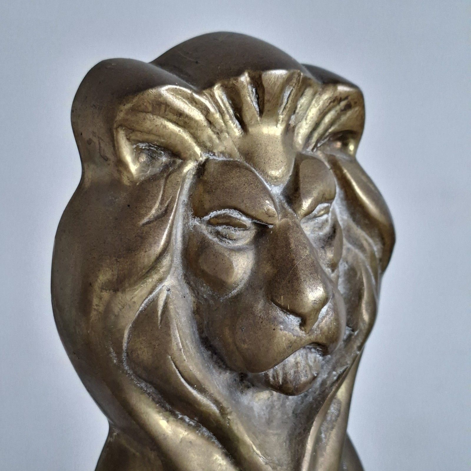 Pair Of Large Victorian Brass Fire Dogs Andirons Lion Antique Fireplace Decor photo furniture