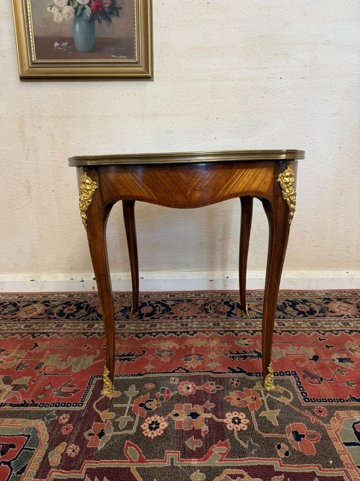 Quality French Kingwood Marble Top Accent Table Circa 1950 photo Furniture
