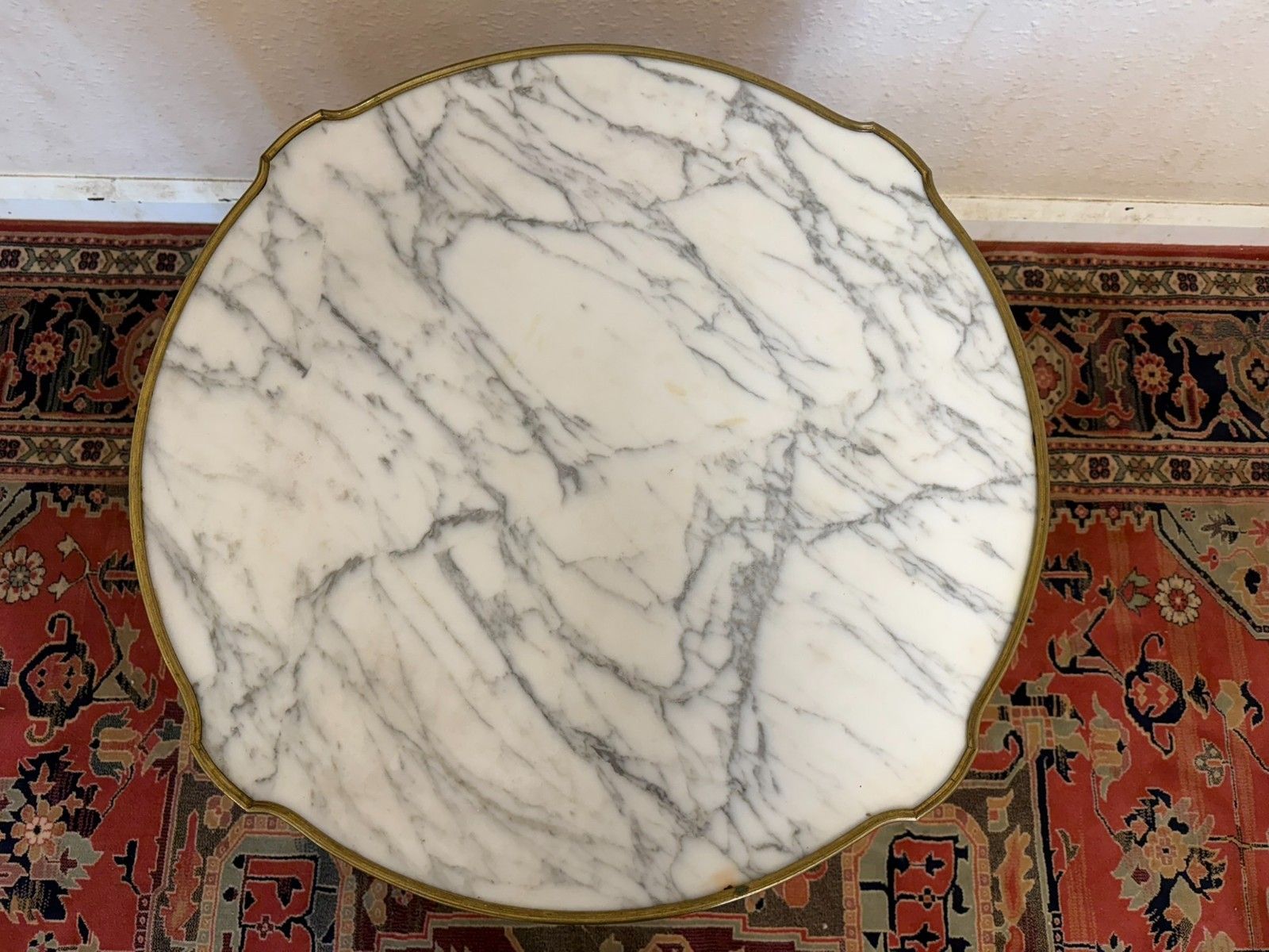 photo for sale Quality French Kingwood Marble Top Accent Table Circa 1950
