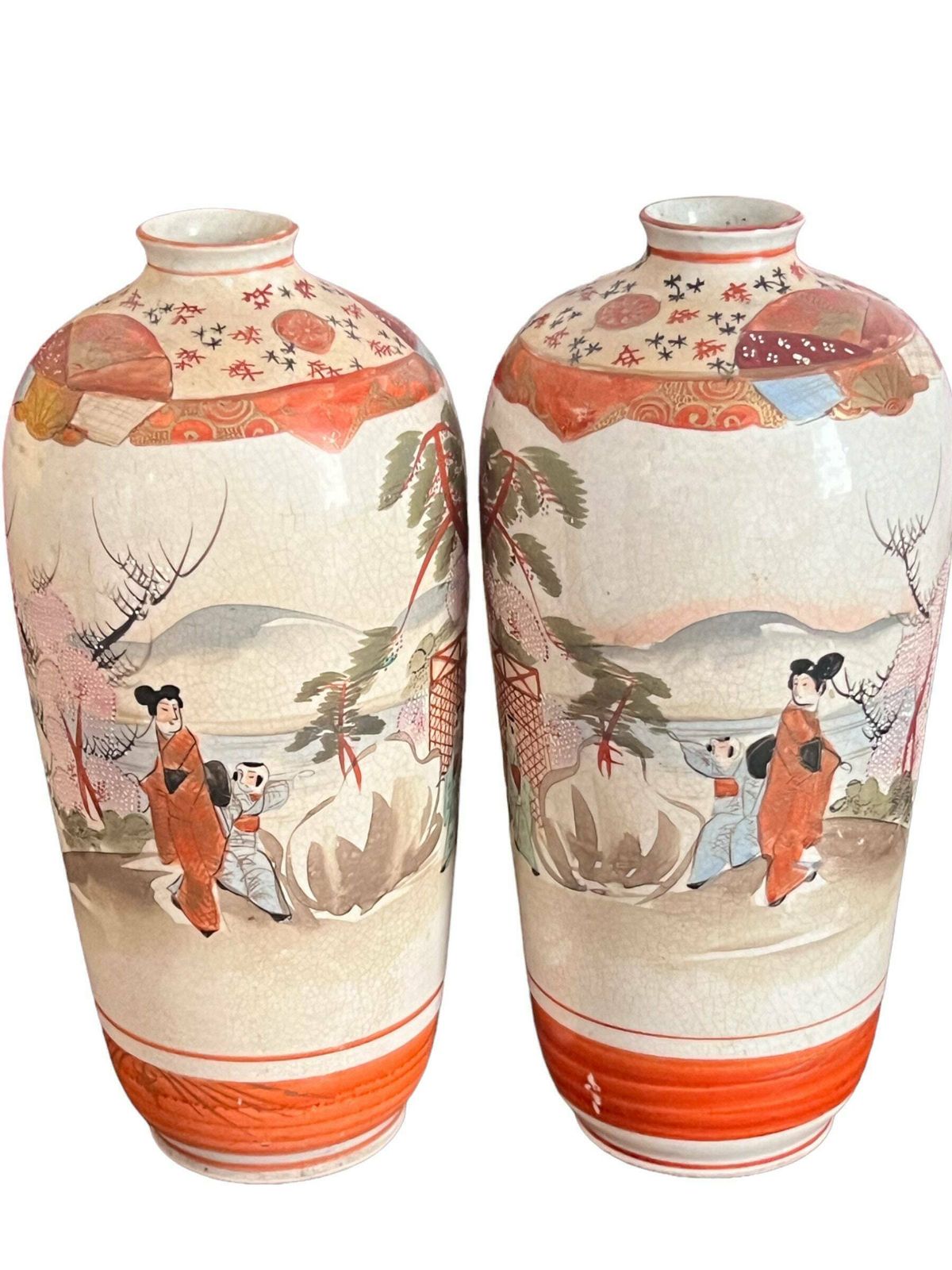 Antique Japanese Meiji Satsuma Pair Of Vases: Exquisite Ceramic Artistry photo furniture
