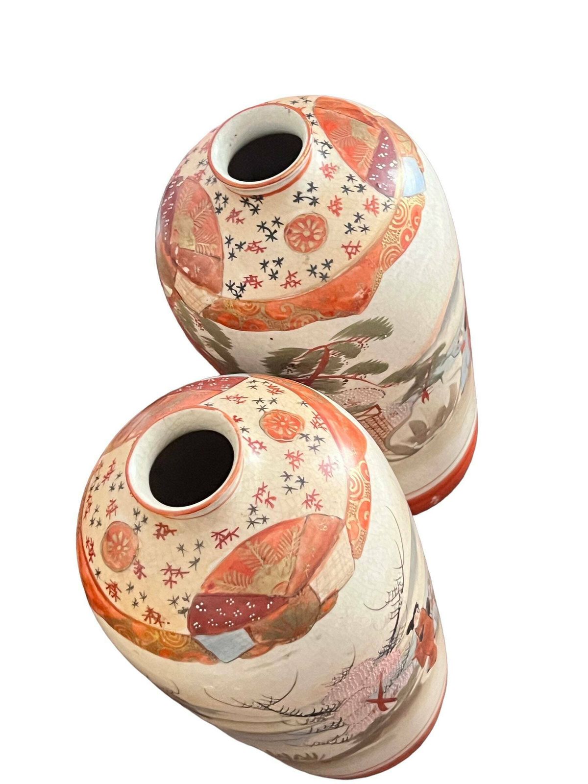 Antique Japanese Meiji Satsuma Pair Of Vases: Exquisite Ceramic Artistry photo Home Decor