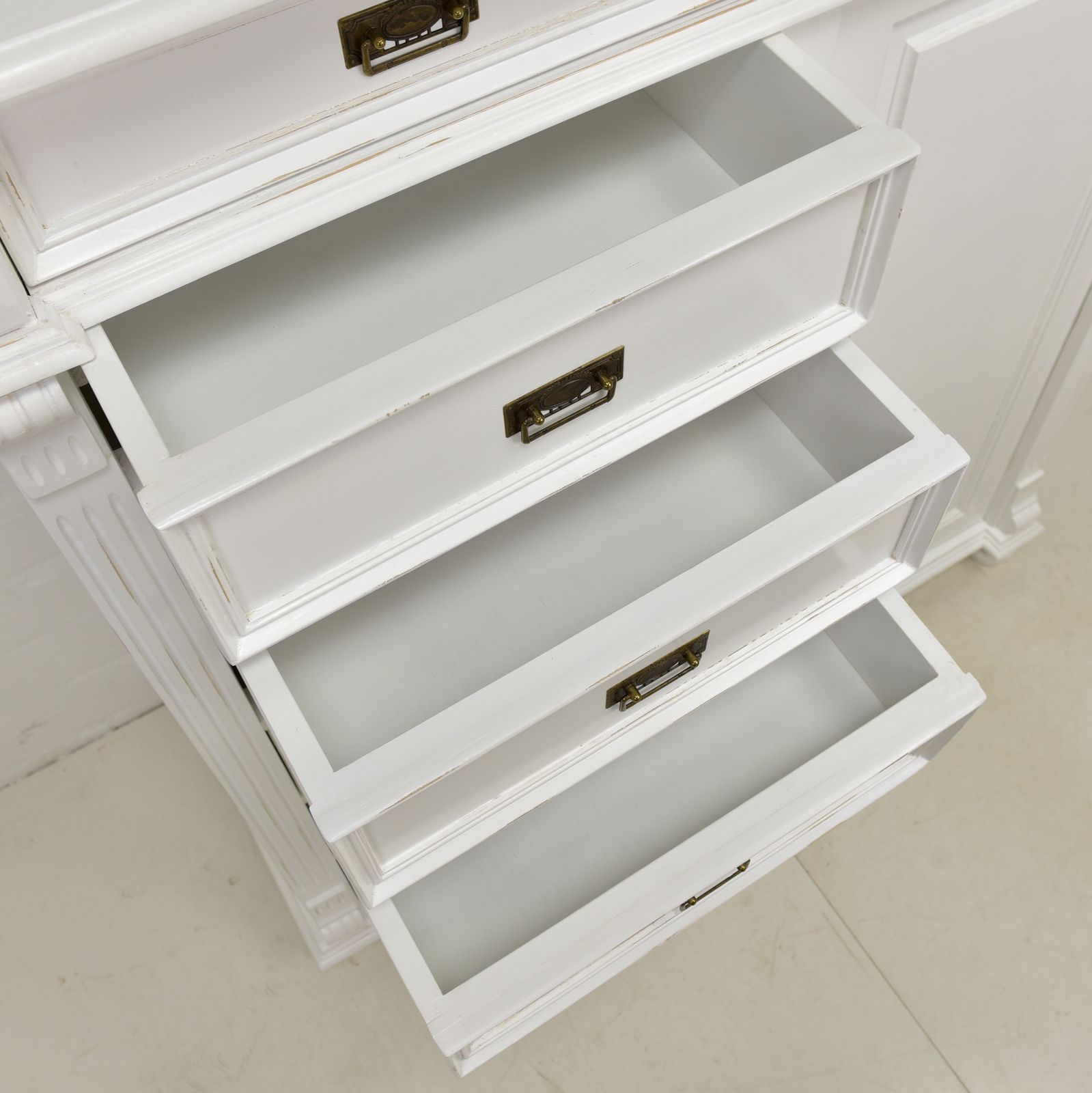 Antique! Restored White Lacquered Vertico, Gründerzeit Tall Chest Of Drawers, Cabinet photo buy
