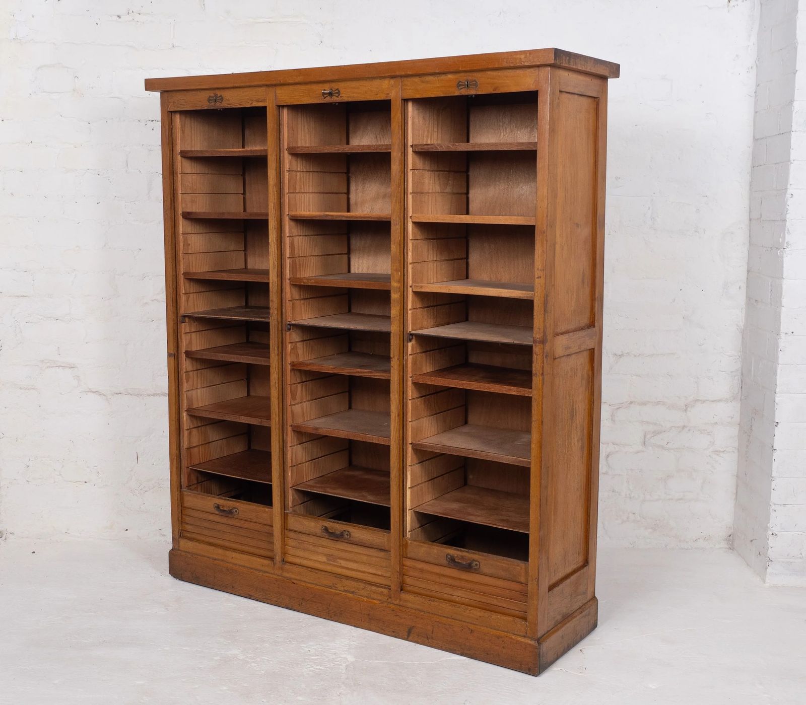 Large Vintage French Tambour Door Cabinet photo furniture