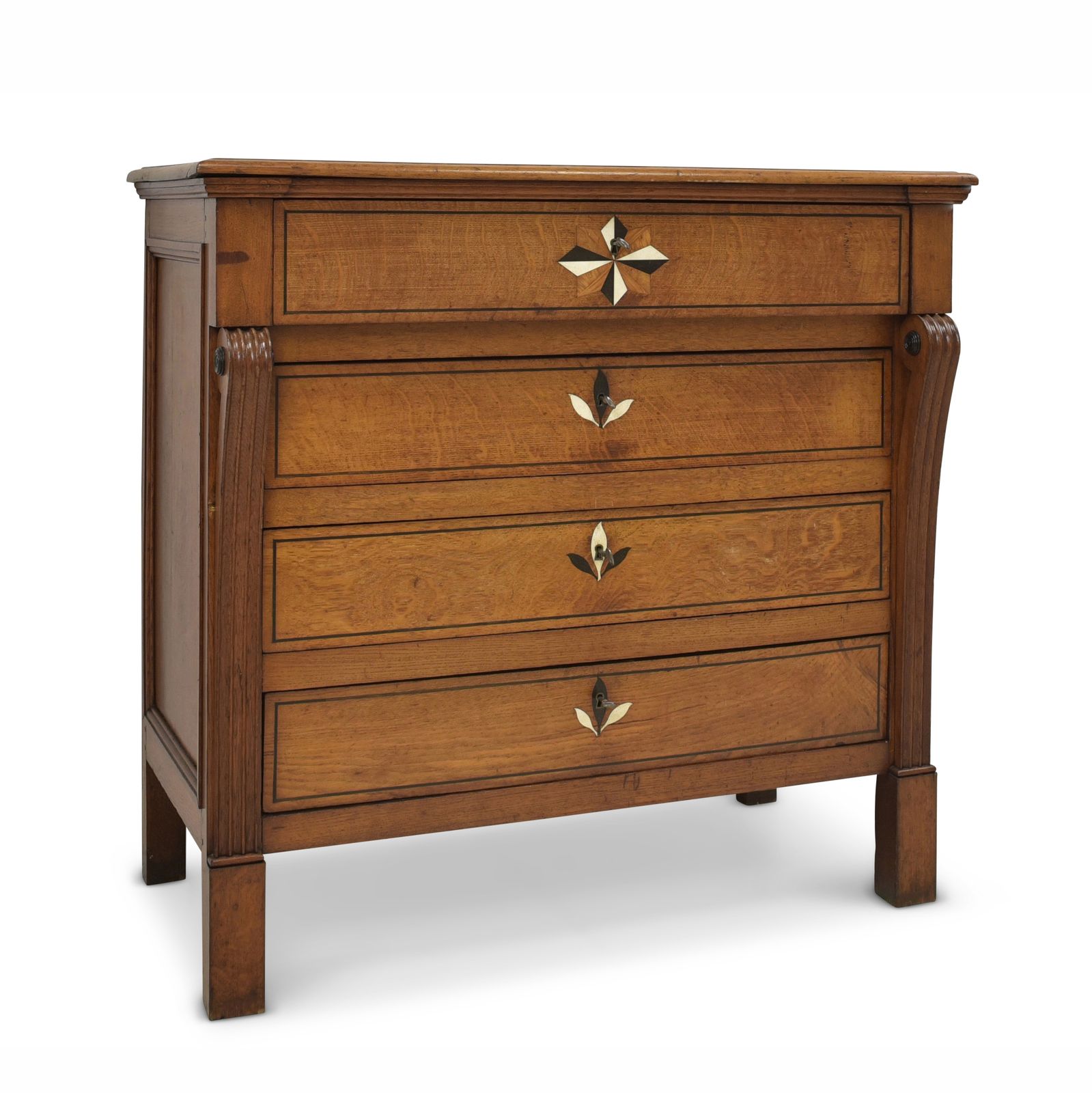 Antique! Restored Biedermeier Empire Chest Of Drawers, Charles X Style, Circa 1830
