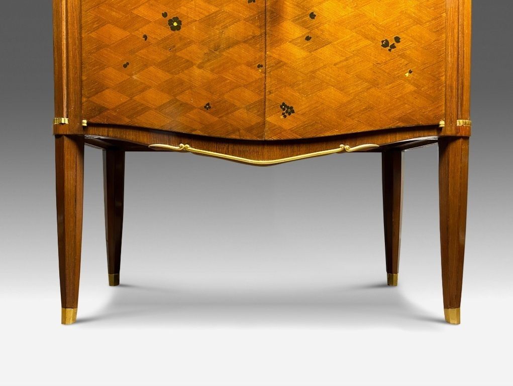 Jules Leleu Art Deco Cabinet With Floral Marquetry In Ebony And Mother Of Pearl photo buy