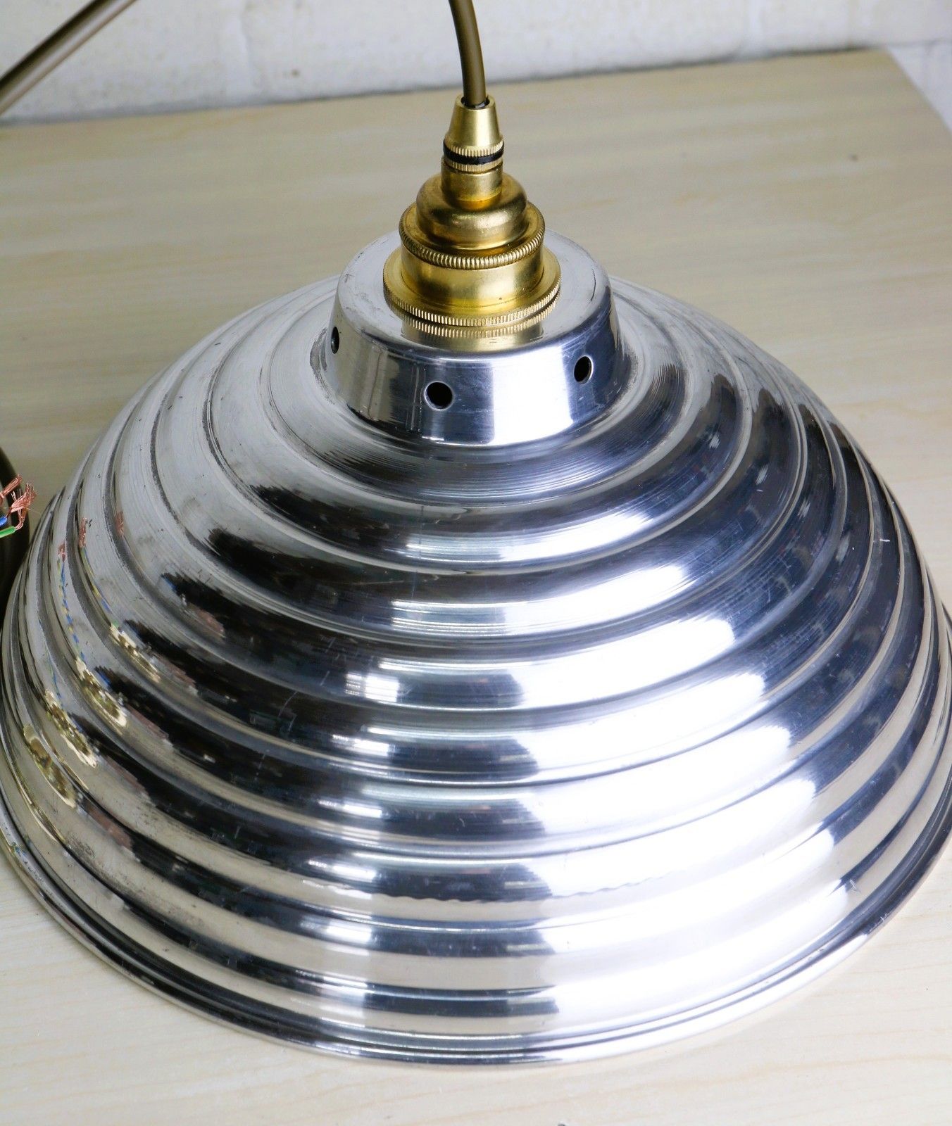 Ceiling Light A Vintage Large French Stepped Alloy Beehive Pendant Ready To Hang photo buy