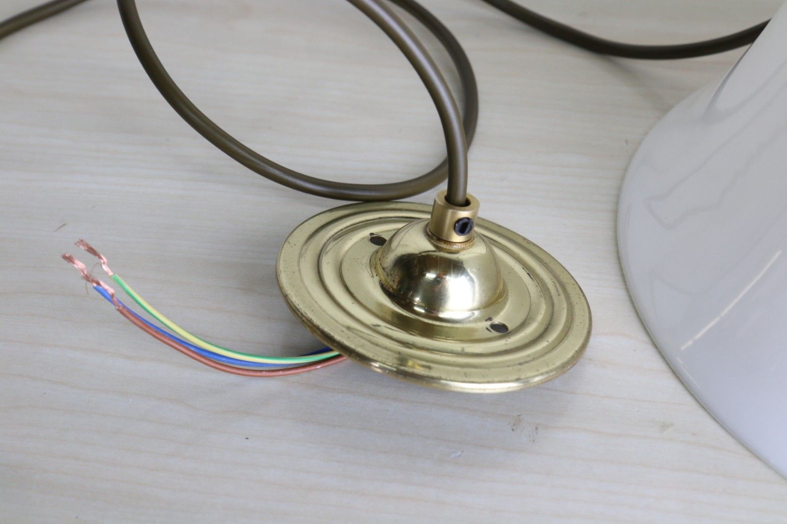 Ceiling Light A Vintage Large French Cased Milk Glass Bell Pendant Ready To Hang photo buy