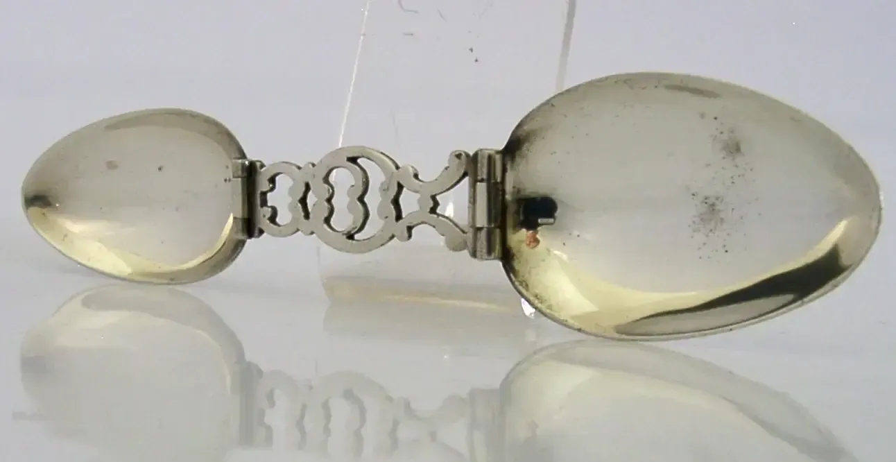 Unusual Sterling Silver Folding Medicine Spoon Medical Doctors Antique C1900 photo vinterior