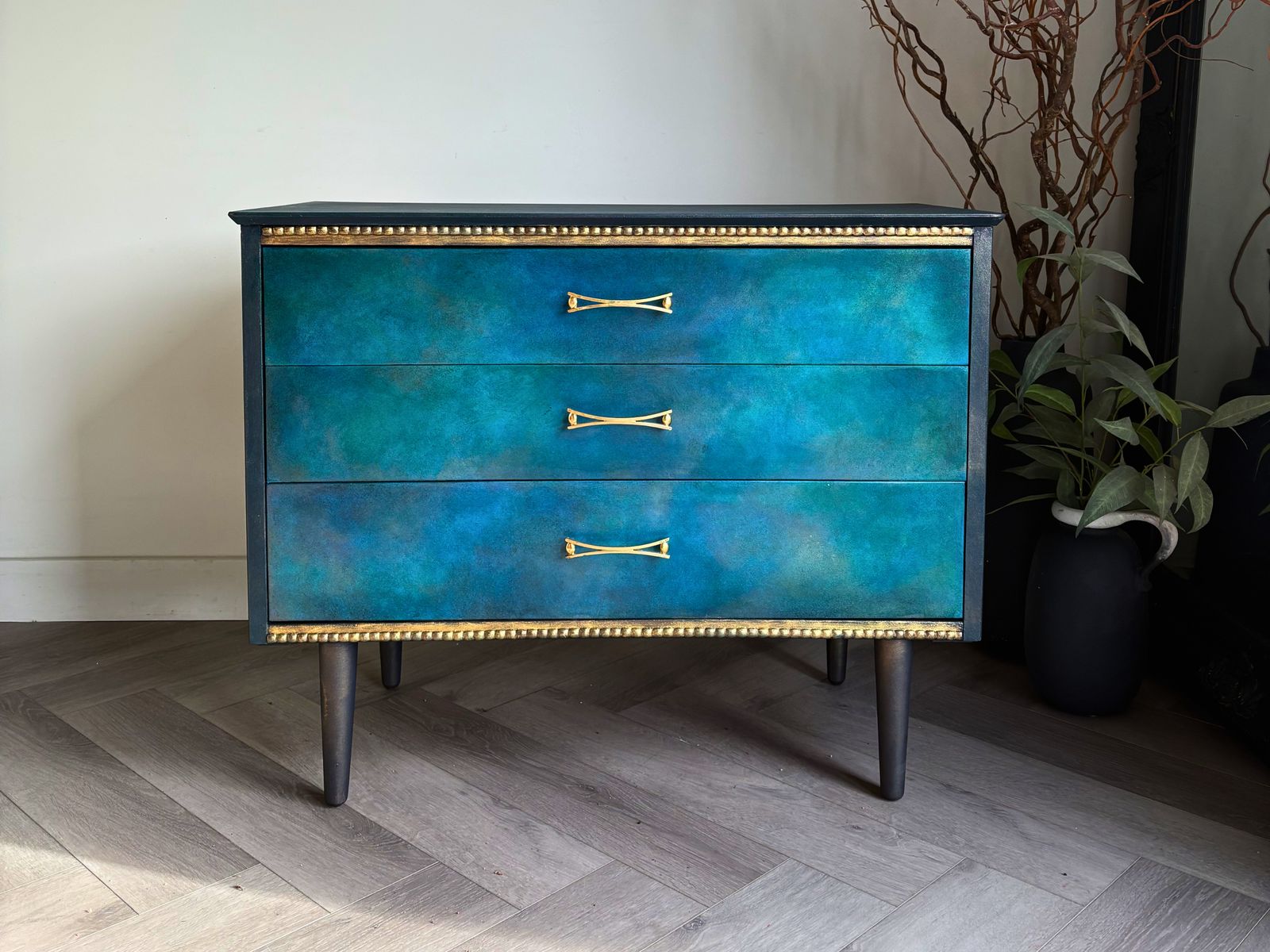 Mid Century Chest Of Drawers, Blue photo furniture