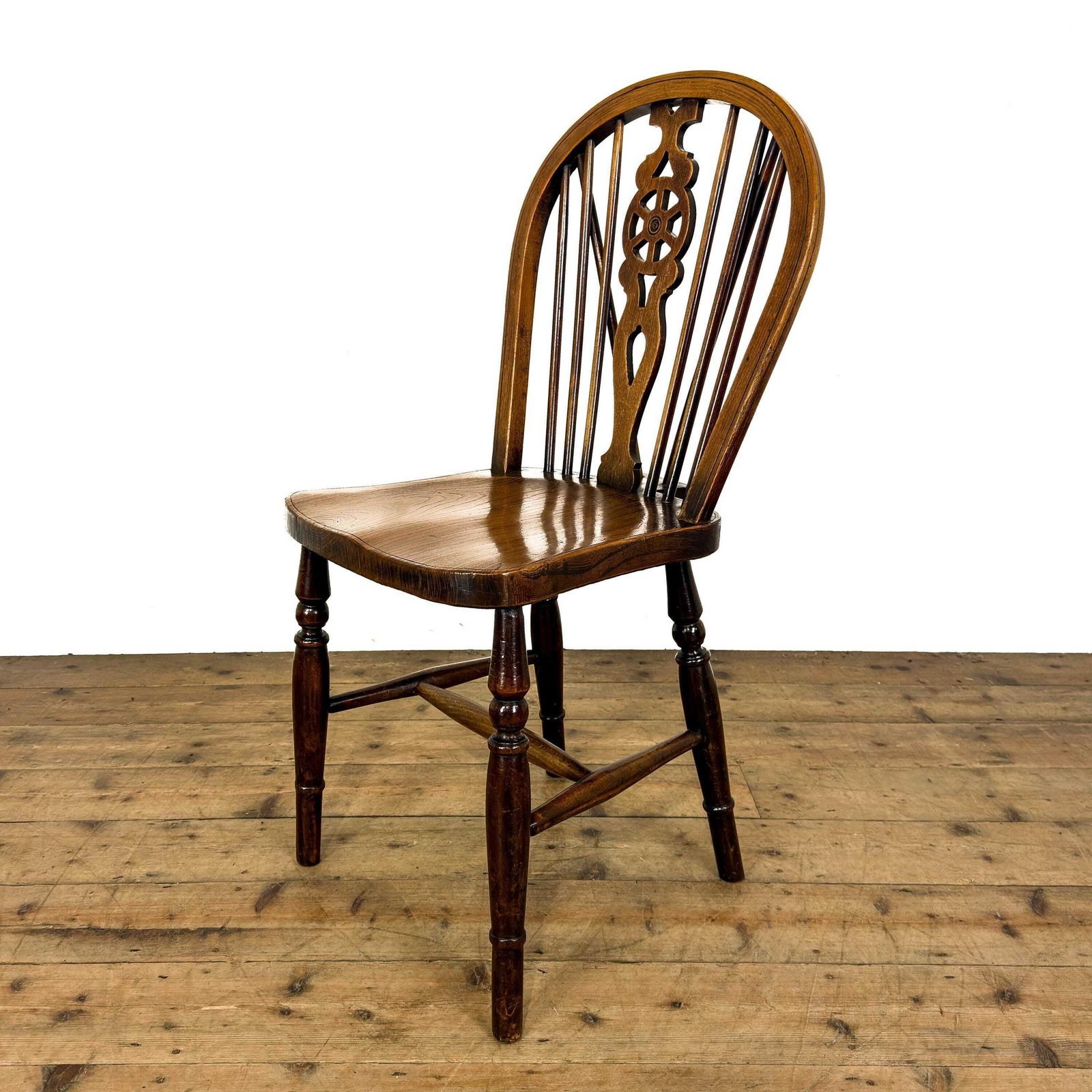 Antique Set Of Four Wheelback Kitchen Chairs | Kitchen Chairs | Dining Chairs | Oak Antiques | Farmhouse Seating photo for sale