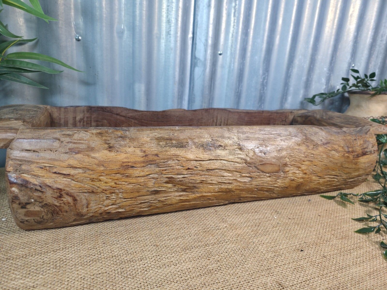 Vintage Rustic Wabi Sabi Hand Made Hardwood Wooden Trough photo buy