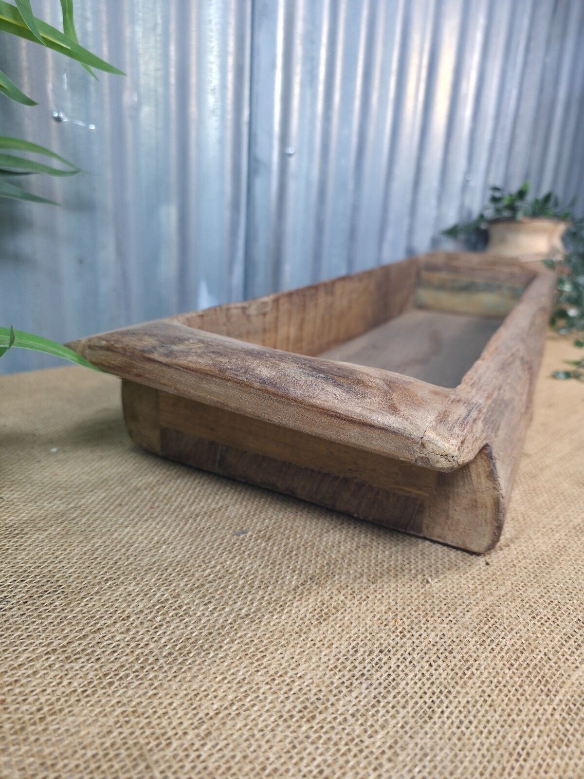 Vintage Rustic Wabi Sabi Hand Made Hardwood Wooden Trough photo Garden Decor
