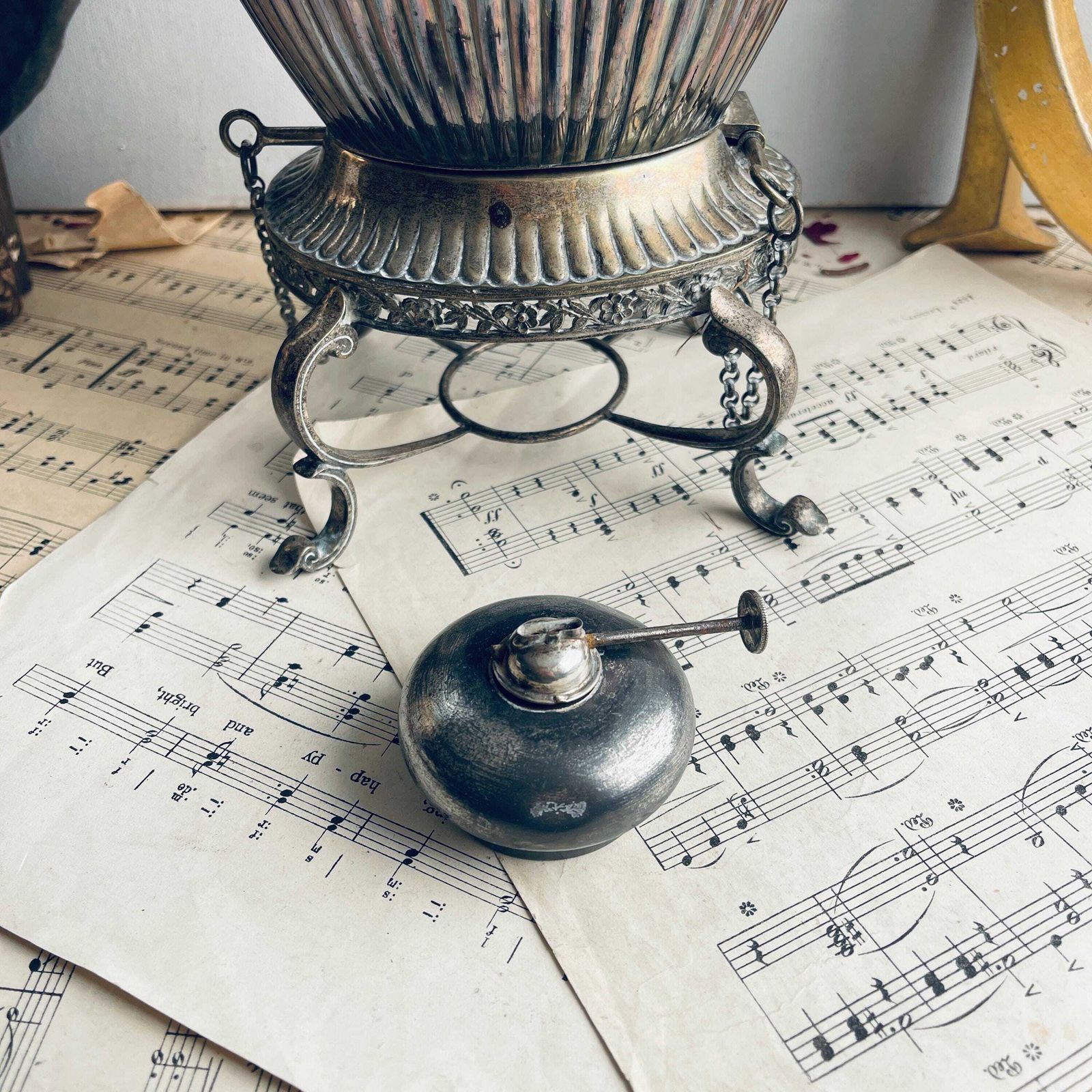 Antique Silver Plated Spirit Kettle On Stand. Victorian. Israel Sigmund Greenberg. Photo Props. Downton Abbey. Afternoon Tea Party photo 158.0