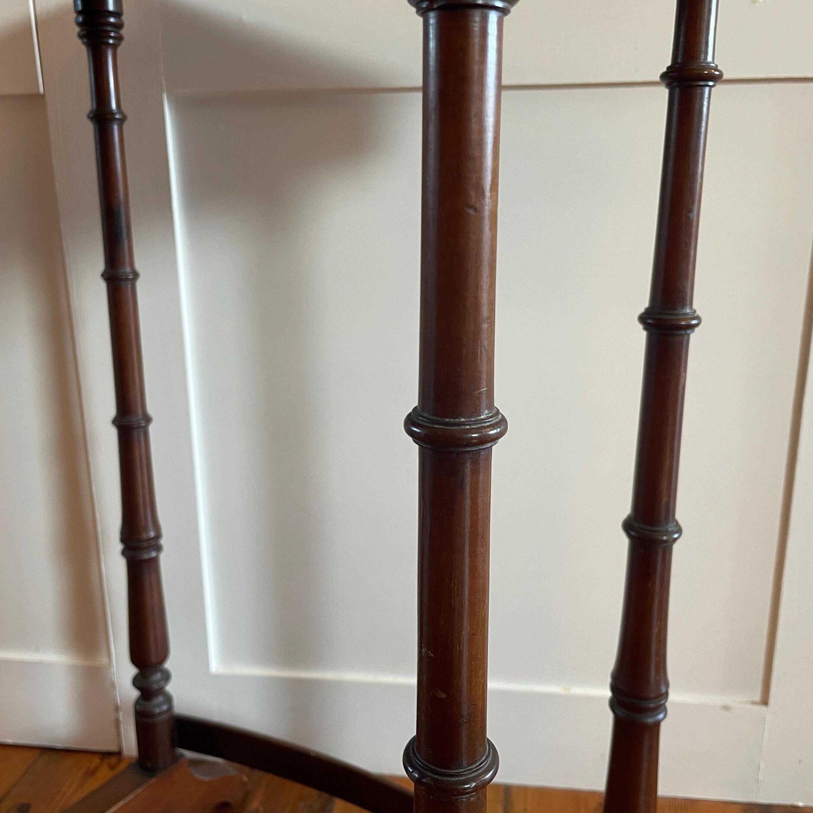 photo for sale Edwardian Wood Side Table Inlay Top Turned Leg Plant Stand End Table Early Mid 20th Century Sheraton Revival