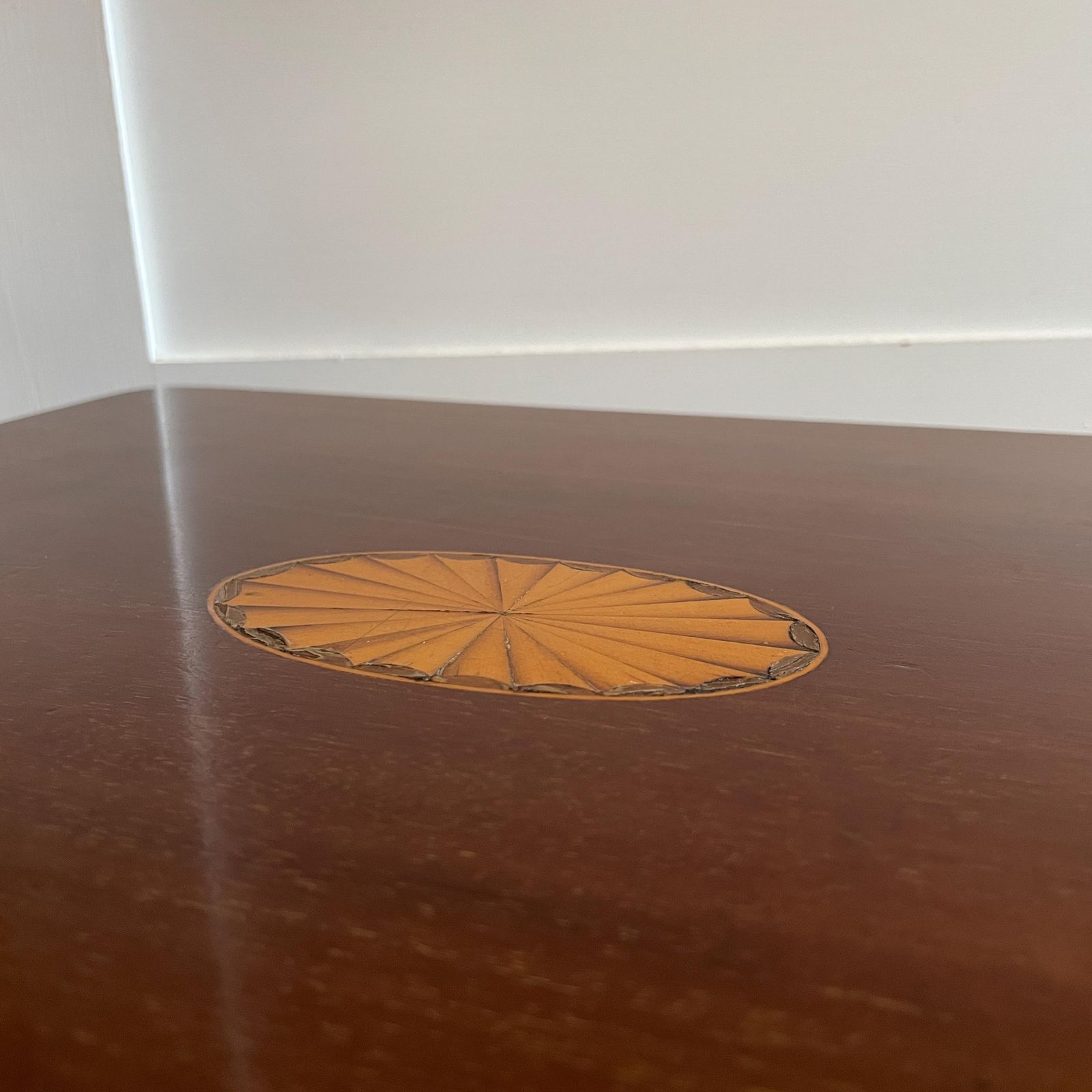 Furniture Edwardian Wood Side Table Inlay Top Turned Leg Plant Stand End Table Early Mid 20th Century Sheraton Revival photo