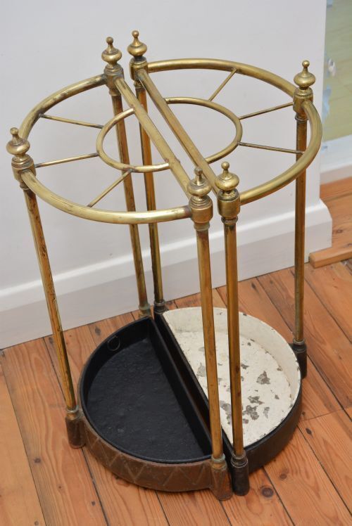 Pair Of English Antique Umbrella Stands In Brass, Victorian C1870s photo vintage