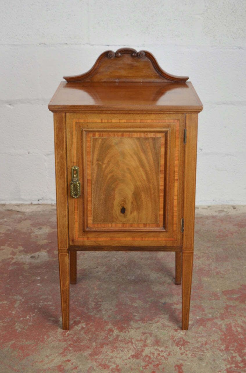 An Edwardian Mahogany & Satinwood Bedside Cabinet photo furniture