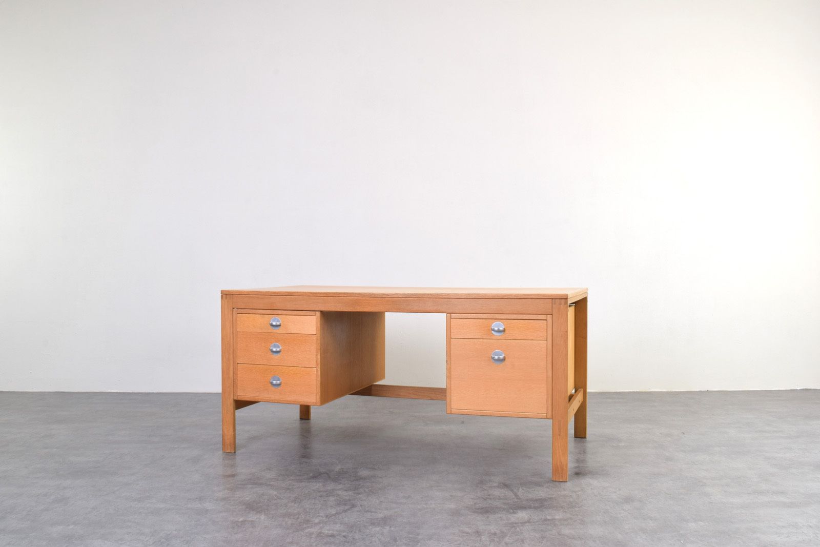 Mid Century Oak Desk By Chr. Rasmussen For Randers Møbelfabrik, 1970s. photo for sale