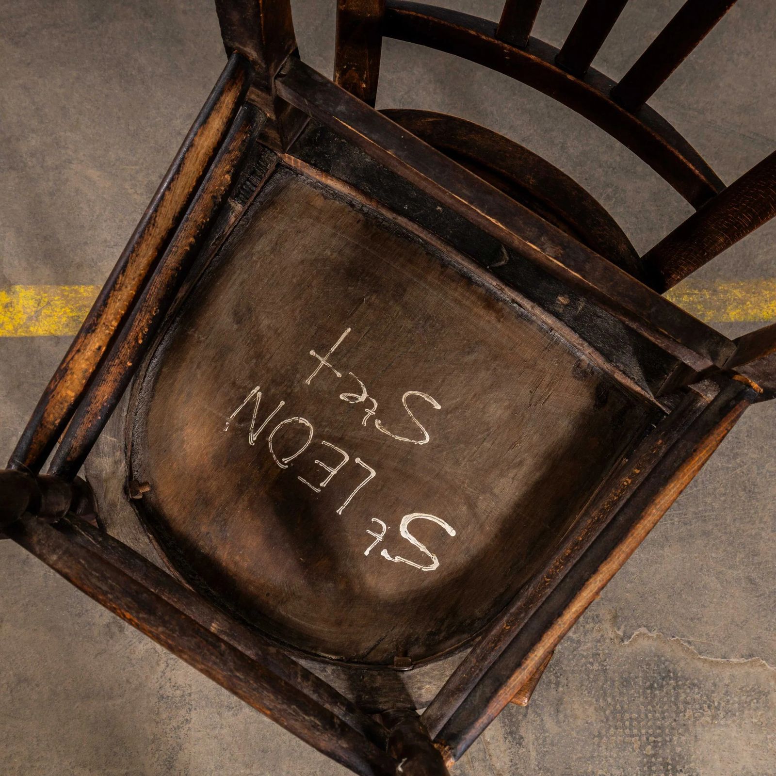 1940’s French Farmhouse Dark Walnut Dining Chairs – Set Of Twelve photo vinterior